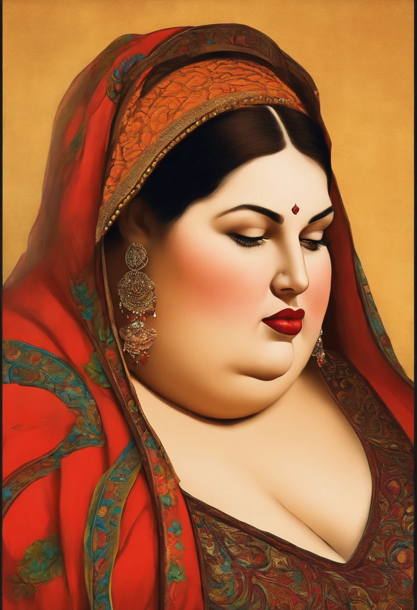 old Indian granny ,old granny, big boobs ,tattoo, tan skin, curvaceous,extremely plump, bbw, thick body, heavy ,beautiful thick female, sexy pose, red lipstick,redhead, full nude