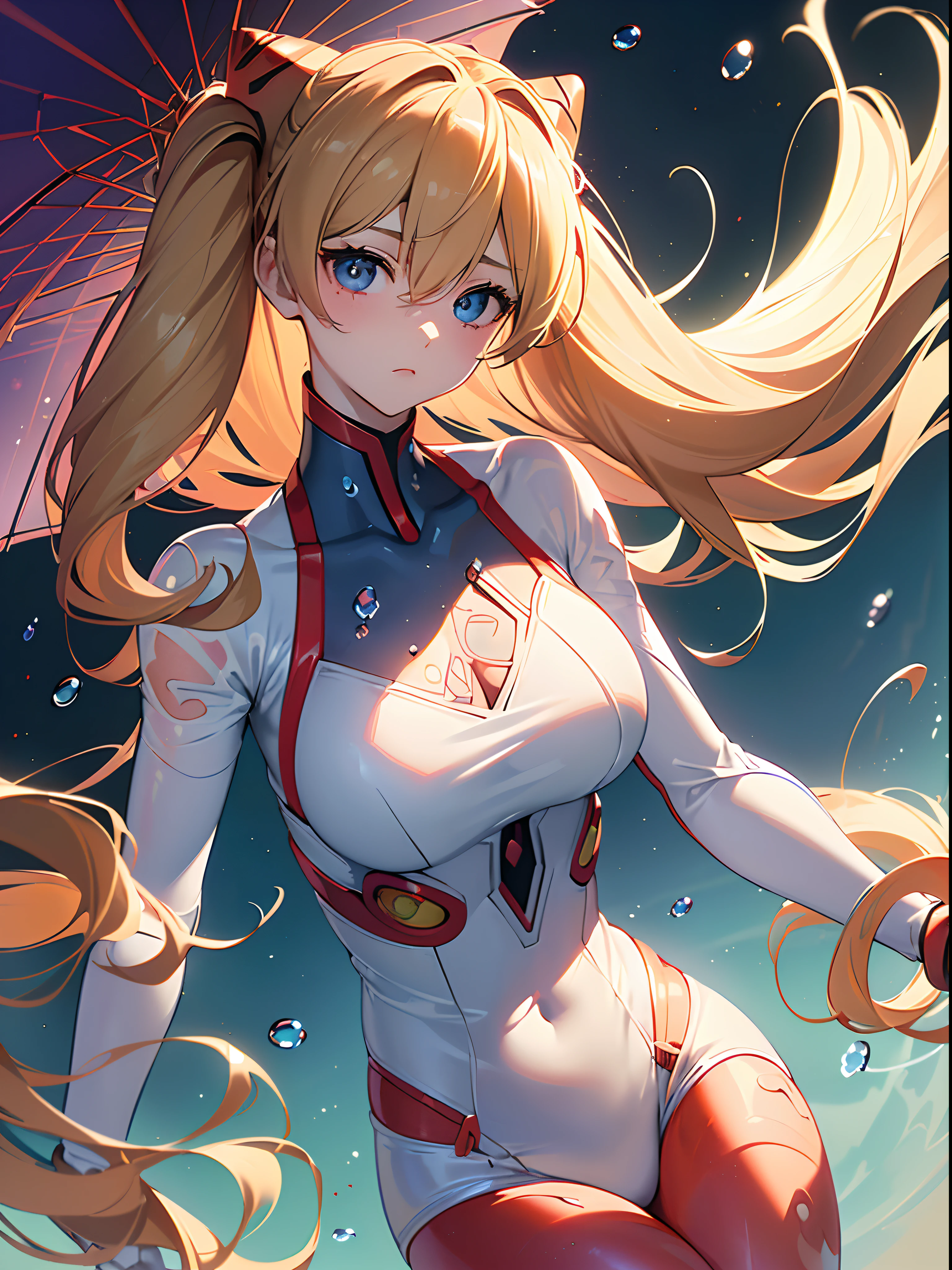 ((souryuu asuka langley,headgear,grey sundress,smooth thighs,Blonde,side twintails)),(Glowing eyes:1.233), diffuse reflection, high-profile, majestic,(standing,imminent kiss,blushing,adorable face,bishoujo,kawaii,)(Beautiful and detailed eyes:1.3),1girl,Solo,(Masterpiece,Best quality, offcial art,Target the audience, Beautiful and aesthetic:1.2),(超高分辨率,Golden ratio), (4K),(looking from above,bent over),(((a girl is holding oil paper umbrella))),Wariza,Floating hair, (((Blue planet,butterfly mountain,raindrops,rainbow,blooming,glowing light),cinematic lighting,natural lighting,good lighting,ray tracing,Greatest optical vision painting)),(photo maping, Physically-based rendering,automatic white balance),Amazing,Sharp focus,(((holographic))), (((high detailed skin,)))Dynamic lighting,Intricately detailed clothing,Watery eyes,(masterpiece sidelighting),(busty body,a sexy girl,The sheen),[[Delicate fingers and hands:0.55]::0.85],(Detail fingers),((((BREAK,Design an image with a fisheye lens effect, capturing a wide field of view with a distinctive, curved perspective.BREAK,)))Superior photographic quality,((extremely_Detailed_Eyes_and_face)),(Disheveled hair),Movie girl,Brilliant,drifting Nebula,ethereal, glossy ,striking contrast,high saturation