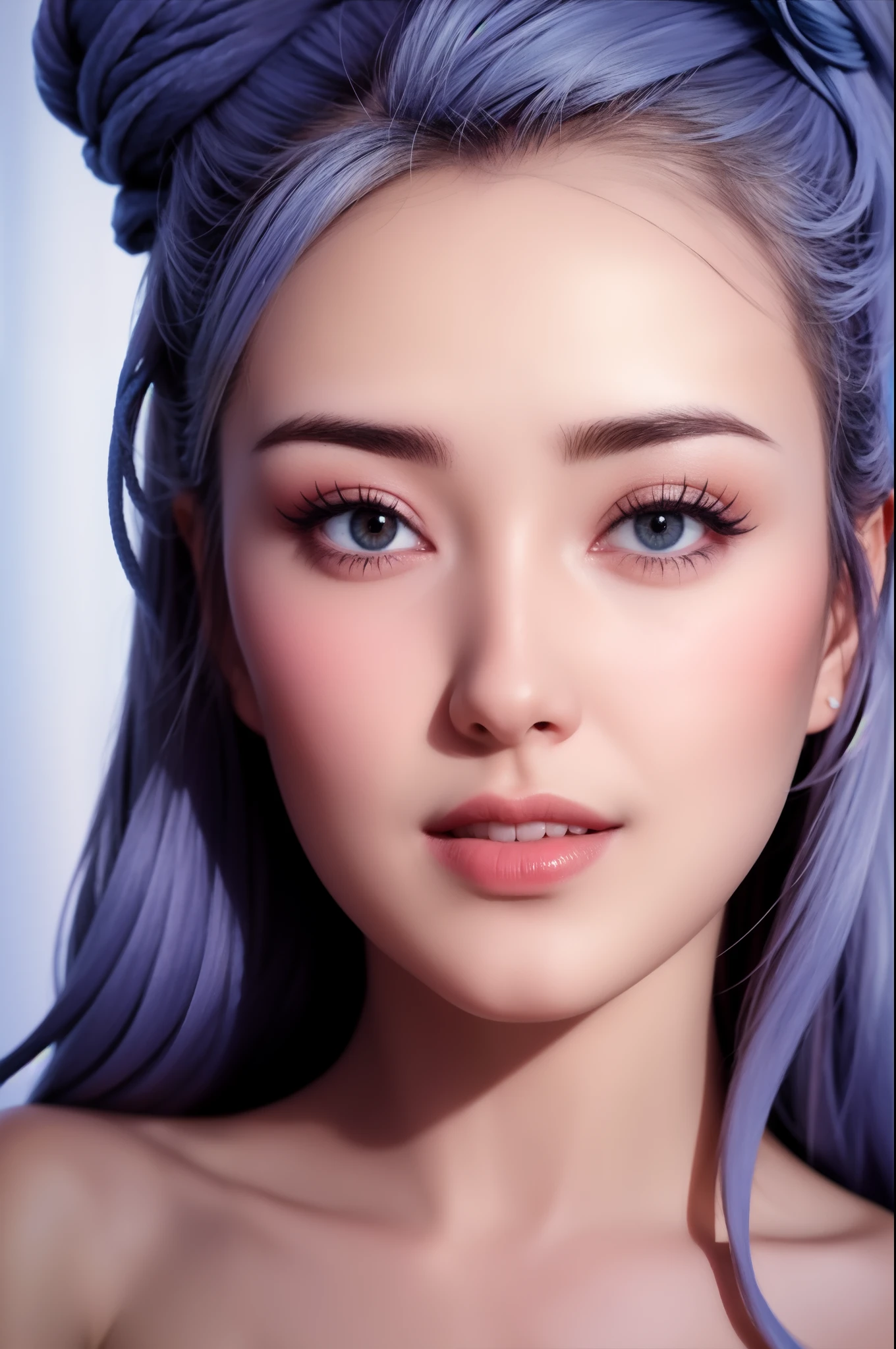 Billiards Queen, Cat Ears, Colored Hair, Collarbone, Close-Up, Delicate Skin, Delicate Face, HUD, 4K, Masterpiece, Best Quality, High Detail, Close-Up, Textured Skin