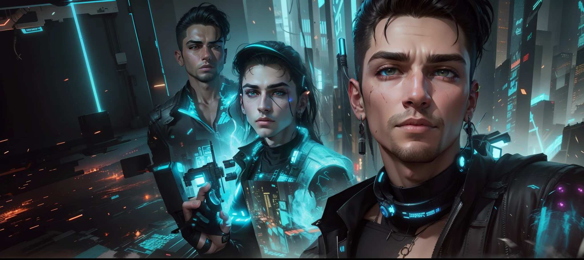 Change background cyberpunk handsome boy, realistic face, 8k ultra realistic warriors