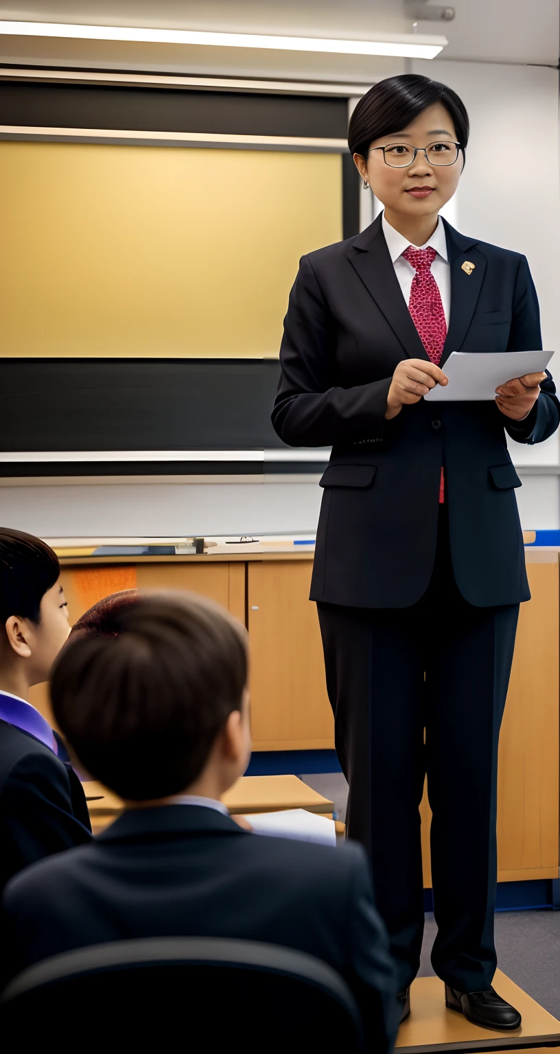 1. The teacher stands on the podium and gives a lecture to the students,Classroom,blackboards,Happy Teacher's Day,fresh flowers,cinmatic lighting,depth of fields, lens flare glow,8K, RAW photos, sportrait, best qualtiy, 超高分辨率, realisticlying,