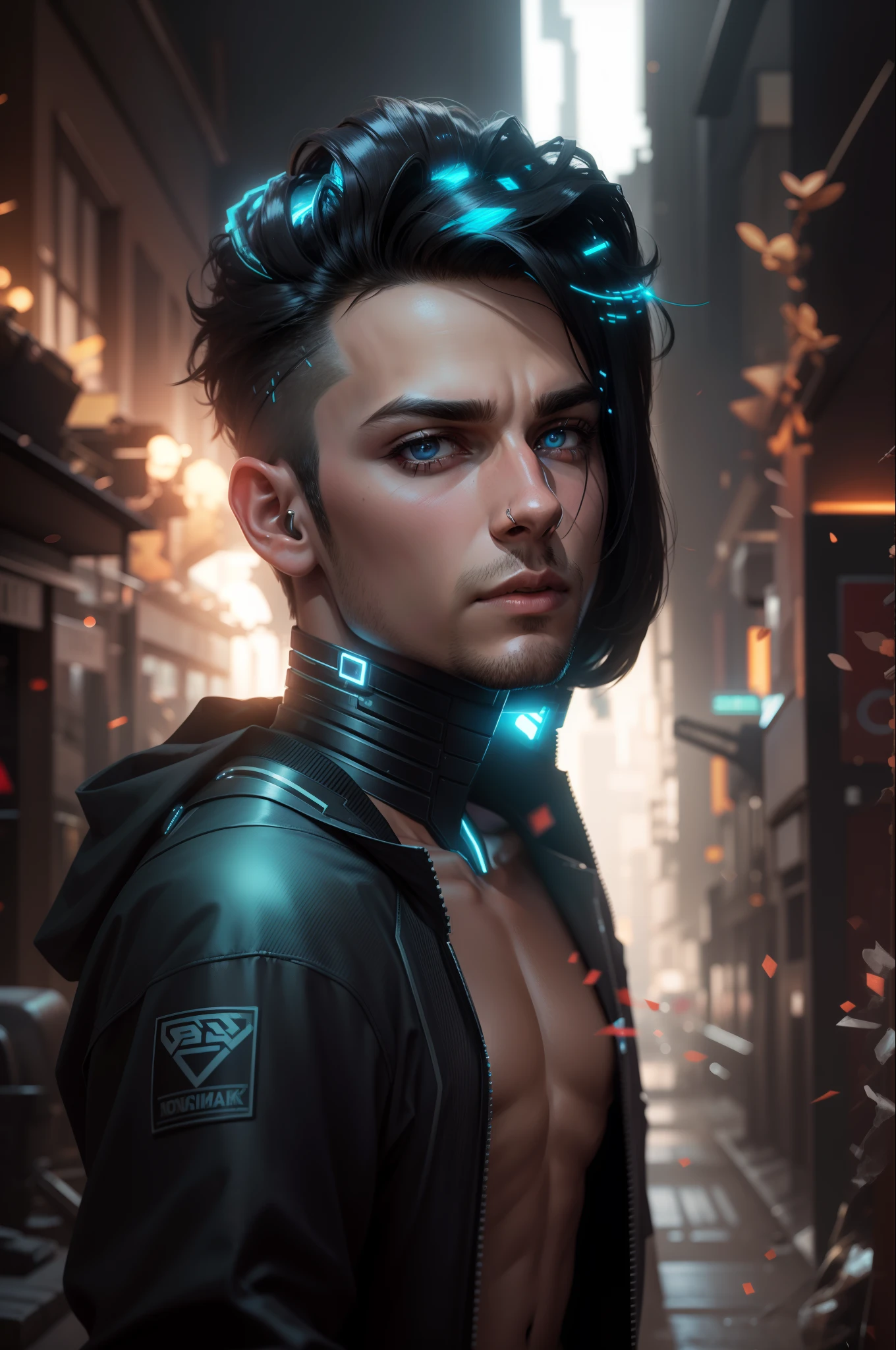 Change cyberpunk handsome boy ultra realistic with cat