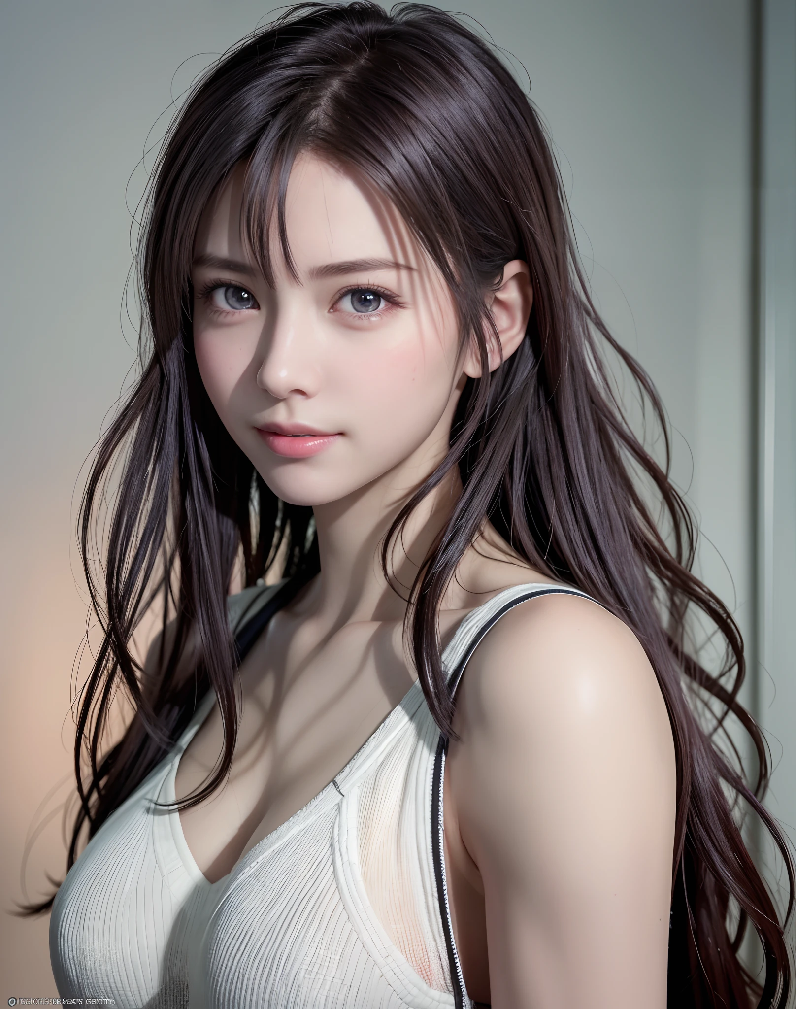 (8K, of the highest quality, masutepiece), (A hyper-realistic, Photorealsitic), top-quality、 smooth and beautiful, incredible detailing, Beautiful eyes, of the highest quality, Official art,detaileds, hight resolution, Super beauty, extremely detailed eye and face, Shy、A slight smil