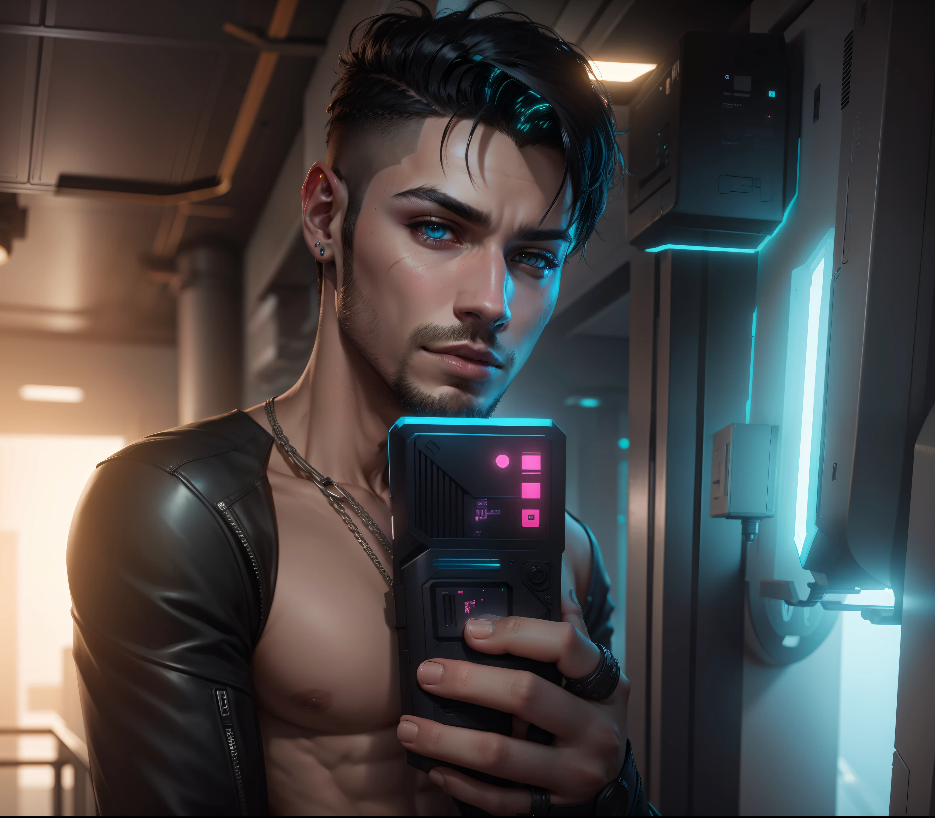 Change background cyberpunk handsome boy, realistic face, 8k, ultra realistic,