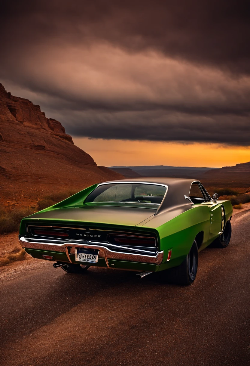 Dodge Charger, ano 68, fotografia, pintura preta, road, race, jango, big tires, offroad, sexy woman