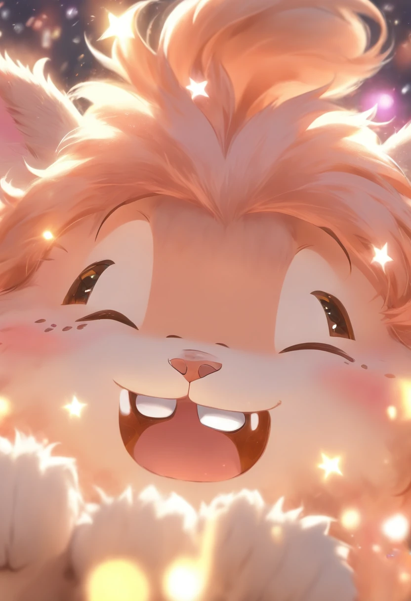 (best quality,4k,8k,highres,masterpiece:1.2),ultra-detailed,(realistic,photorealistic,photo-realistic:1.37),fluffy cute furry,big fluffy tail,happy face,cute pose,dark grey fur,cute expression,niji,chibi,anthropomorphic,full body,soft fur,paw pads,playful,round eyes,small pink nose,cheerful smile,sparkling eyes,adorable gesture,delicate whiskers,flowing fur,bright and vibrant colors,twinkling stars,happy atmosphere,cozy background,warm lighting