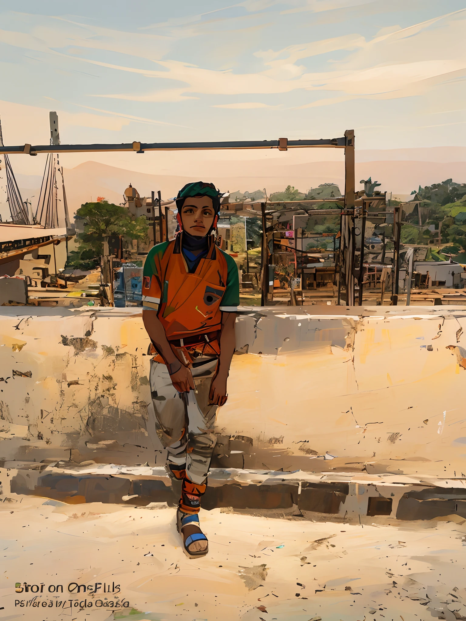 arafed man standing on a hill with a view of a river, full body view, masterpiece work of art, assamese aesthetic, nice view, outlive streetwear collection, artist wearing dirty, distant full body view, 8 k. filling of the view, high view, random artist, highly aesthetic, full height view, basquiat style, nepal