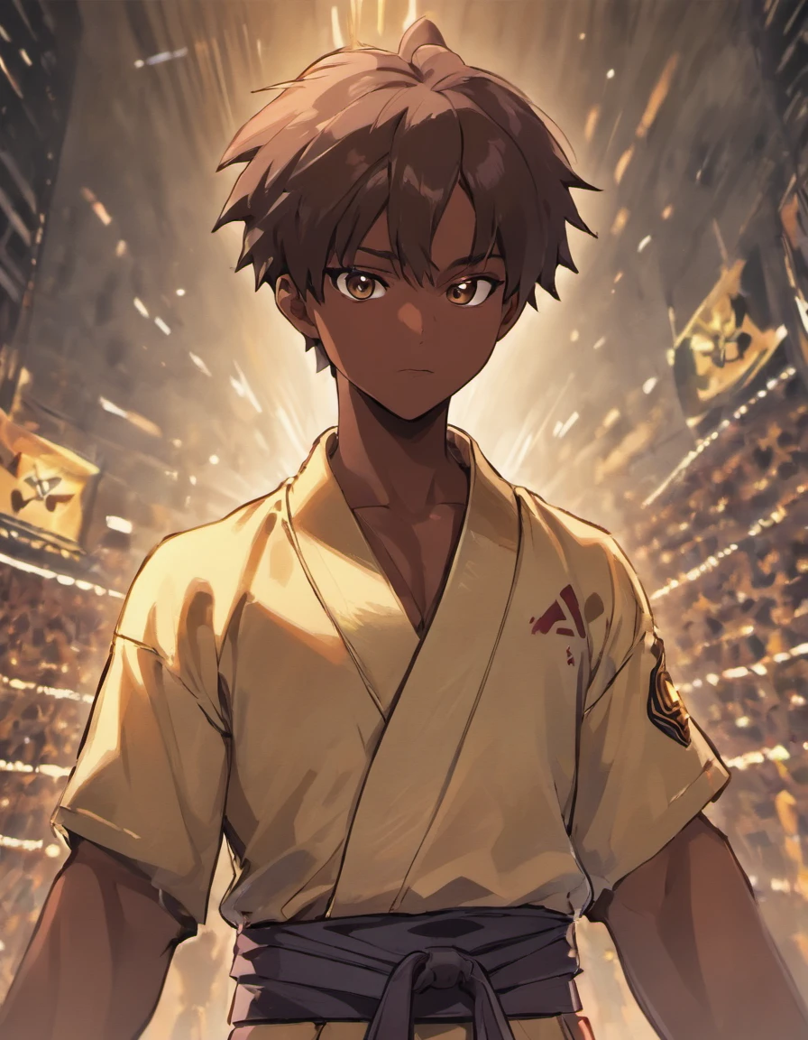 Black Man with Social Afro Short Hair BJJ Brown Belt with Wolf Features