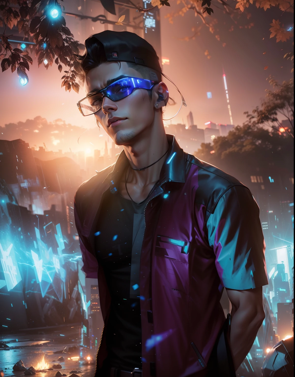 Real face cyberpunk handsome boy 8k ultra realistic