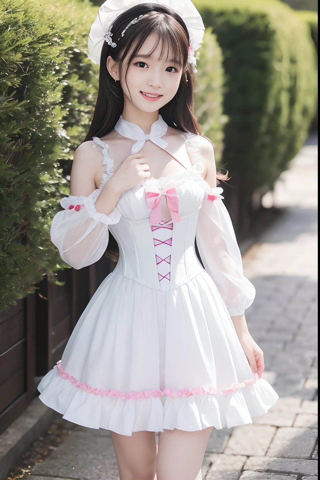 8K.Top image quality、１６age、Cute female idol in Japan、A slight smil,Pastels by Fren May, Tumbler, rokoko, frilly outfit, Lori, light milky white porcelain skin, pale snow-white skin, sha xi, 2263539546], elegant corset, fairycore, shikamimi, loli in dress