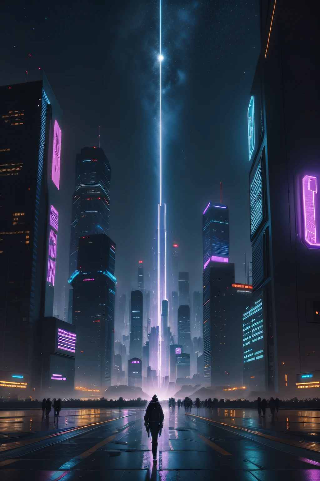cyberpunk city starry sky