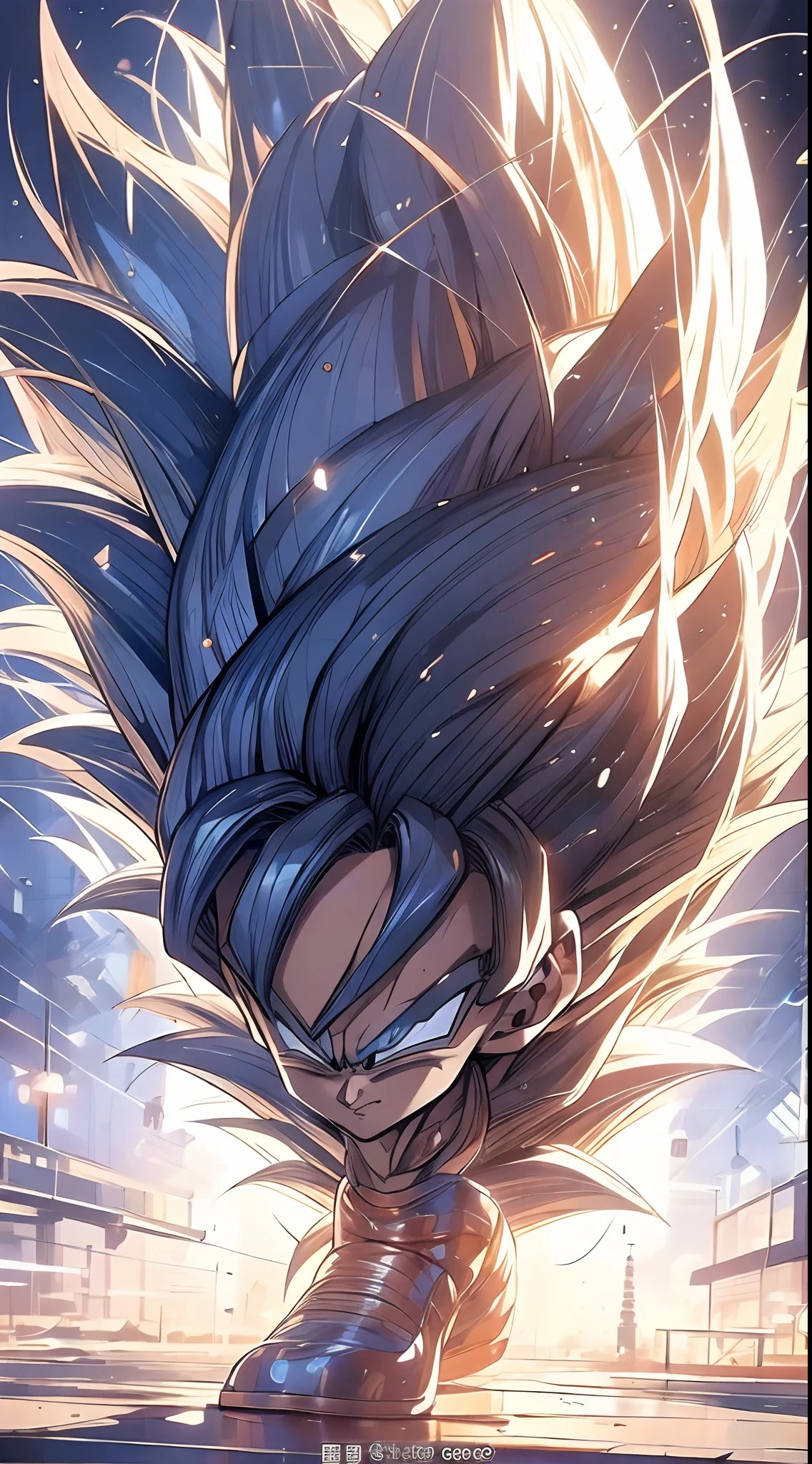 FULL BODY, Dragon Ball Goku is an anime character, Badass anime 8k, estilo de arte de dragon ball, super saiyajin azul, Retrato de Goku, Goku Humano, Retrato de Goku, Estilo anime 4k, Retrato muito detalhado de Goku, Dragon ball style, 4K manga pavermelhoe paper, estilo de arte anime de alta qualidade, personagem estilo anime, Filho Goku, Advanced digital anime art "Realistic, brilhante, Reflexivo, bioluminosa, galactic cybernetic mask, Mecha, (carrasco: 1.2), Camada, SH4G0D, Runas brilhantes_vermelho, corpo inteiro, cinemactic, fundo escuro, luz de fundo, alto contraste,
