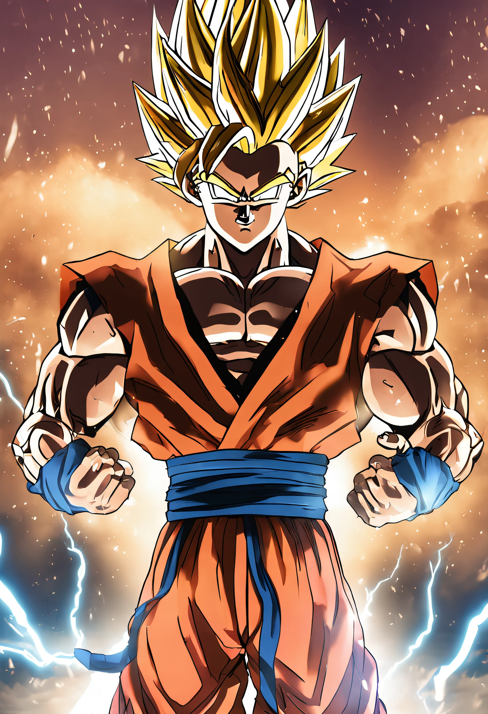 Vegetto Super Saiyan Transformation Arms Crossed 3d anime realistic