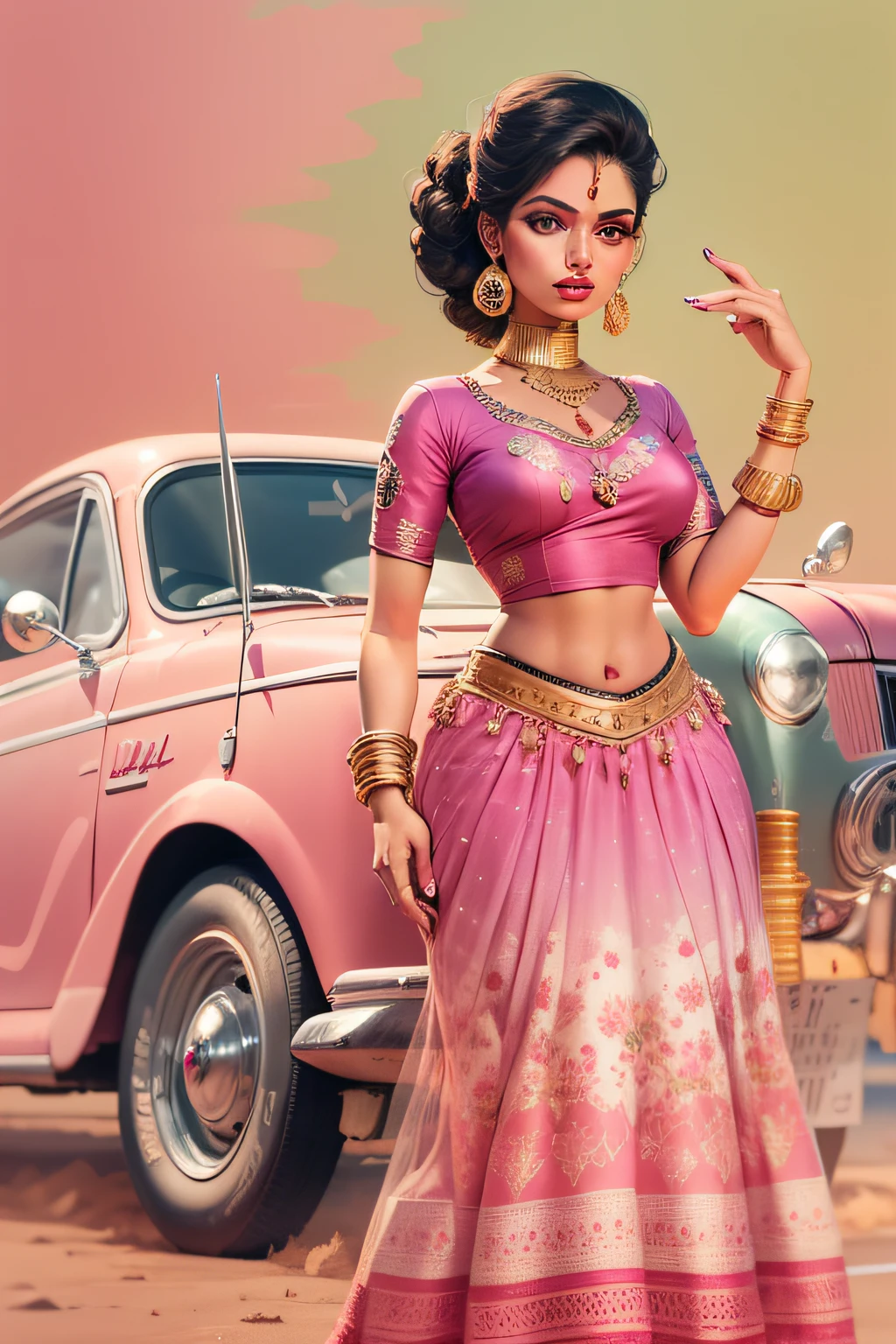 Barbie, Indian Female, 8k ultra hd | |, fundo branco, vintage illustration, Personagem moderno,Barbie 2023, moda, Comfortable, Barbie Roupas rosa,Pinup, filmes, retro design, Indian Gen Z clothes, stylish, fashionista, pretty