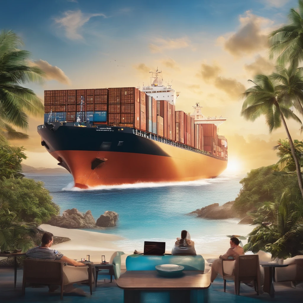 (The ship fires lasers to attack the city:1.3),in a panoramic view,(plethora of colors,Best quality,high detal,tmasterpiece,cinmatic lighting,4K,Chiaroscuro)The following is a design concept for a 6-meter-wide and 3-meter-high logistics container manufacturing poster。This design highlights the characteristics of the industry,Including aircraft、Freighters and tourist destination beaches,At the same time, the truck element is avoided。To appear the real subject。 Overall design concept: The overall color tone of the poster is dominated by bright blue and warm orange,to create the atmosphere of a beach holiday。 The bottom of the poster shows a beautiful view of the beach,Used to highlight tourist destinations。 The background at the top presents planes and freighters,They represent air and sea freight。 In the center of the poster is placed the company's logo and slogan,So that people can quickly recognize and remember。 Above the poster, a large font displays "Logistics Consolidation.",Connecting the World",Highlight the characteristics of the industry。 Design elements: Planes: At the top right of the poster,Depicting a modern aircraft,Represents the air freight segment of the logistics consolidation industry。The plane flies under the blue sky and white clouds,Deliver efficiency、Fast shipping features。 Freighter: At the top left of the poster,Draw a large freighter,Represents the maritime segment of the logistics consolidation industry。The freighter sails on the tranquil ocean,Symbolizes reliable sea transport。 sea beach: The bottom of the poster presents a beautiful view of the beach,There is golden sandy beach、Turquoise waters and palm trees。This represents the tourist destination and leisure side of the holiday,Attract people to these destinations。 Company logo and slogan: The central position of the poster displays the logo and slogan of the logistics company。The logo can be the company's signature pattern,The slogan can be the core idea of a company,For example, "Bridge to the World"。 Theme fonts: Use large fonts to display the theme above the poster,por exemplo:"Logistics consolidation,Connecting the World"。Choose a font that is clear and easy to read,Make sure your message is clear。