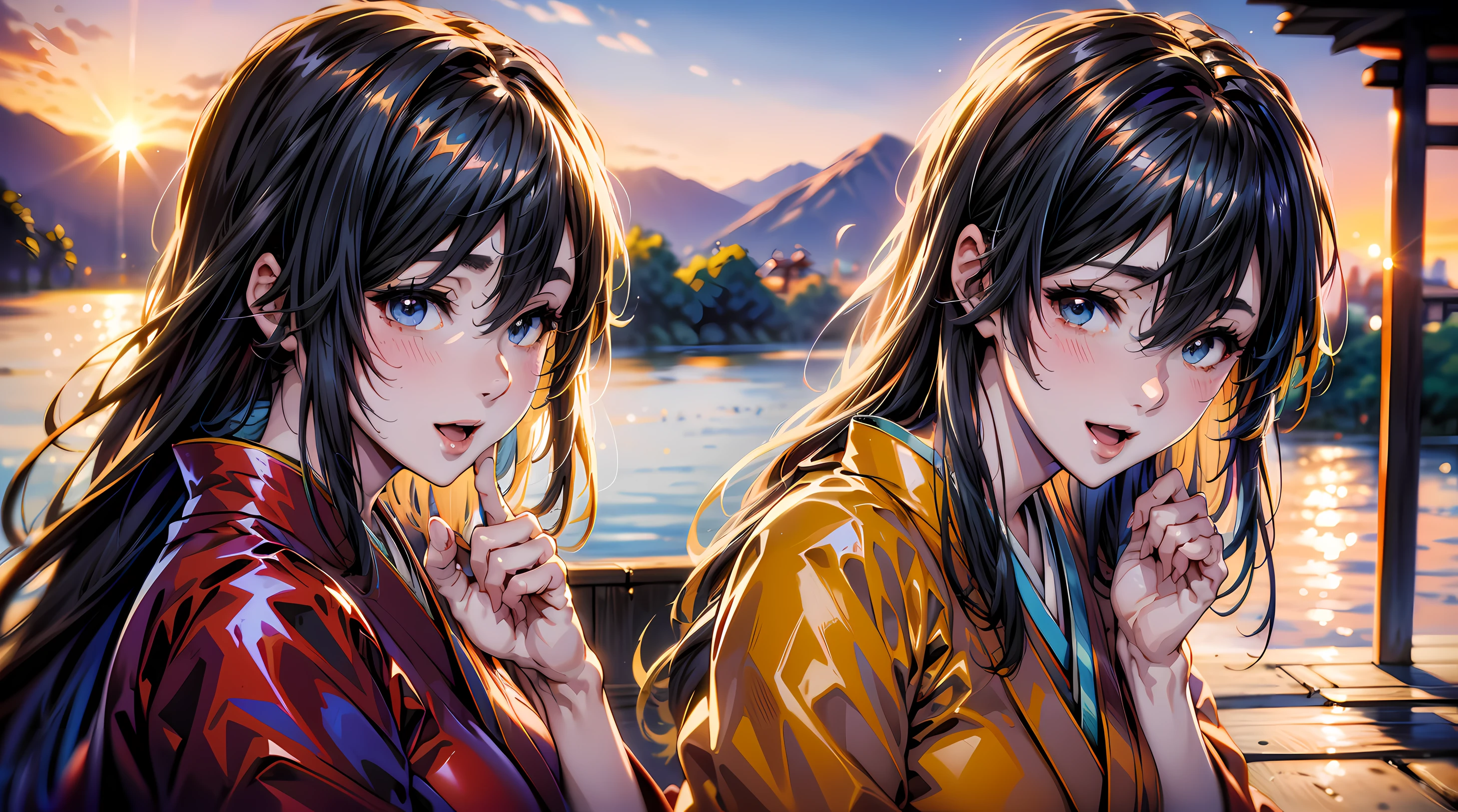 (1girl:1.3, solo), (kimono model), (full body:1.3), (She walks along the dimly lit path of the riverbank.:1.2), (random posing:1.3), 
BREAK, 
1girl, solo, milf, hot model, (attractive model:1.37), (promotional model:1.2), highly detailed eyes and pupils, realistic skin, ((attractive body, gigantic breast:1.38, disproportionate breasts:1.38, thin waist:1.15)), medium-length thin hair, ((pony-tail hair style:1.3), (shiny-black hair:1.3), extremely detailed hair, delicate sexy face, sensual gaze, shiny lips, 
BREAK, 
(red kimono:1.3), (japanese clothes:1.3), detailed clothes, 
BREAK, 
(outdoor:1.2), (Red spider lily:1.4), (blurry background:1.25, simple background, no-human background, detailed background), (under sunset:1.37), 
BREAK, 
((realistic, super realistic, realism, realistic detail)), perfect anatomy, perfect proportion, hyper sharp image, (attractive emotion, seductive smile:1.2, happy:1.2, blush:1.2, :d:1.2, :p:1.2), ((4fingers and thumb:1.2)), perfect human hands, wind, 
BREAK,
 (Masterpiece, best quality, photorealistic, highres, photography, :1.3), ultra-detailed, sharp focus, professional photo, commercial photo,