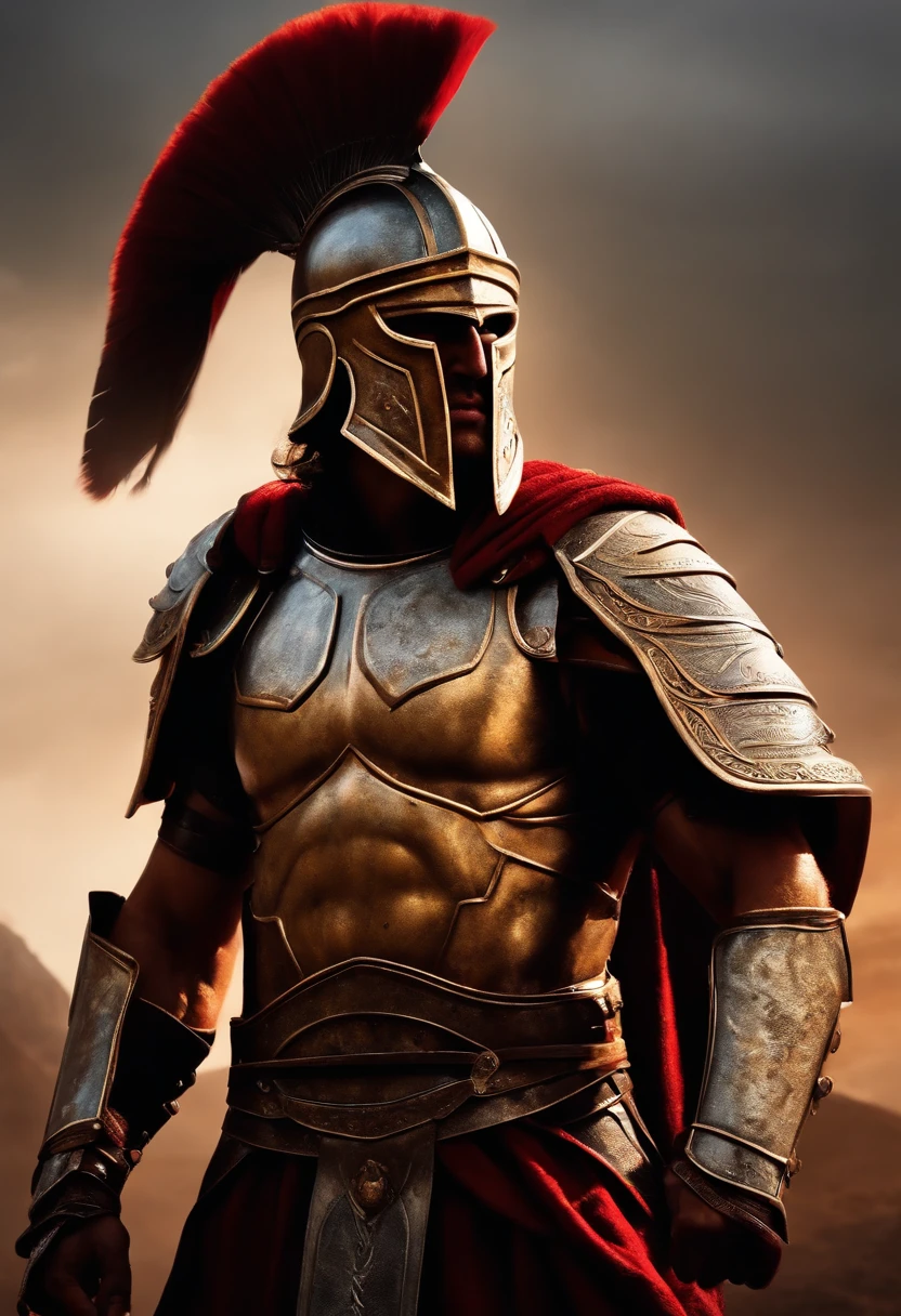 spartan warrior, fighting , bloody armor, epic, 8k