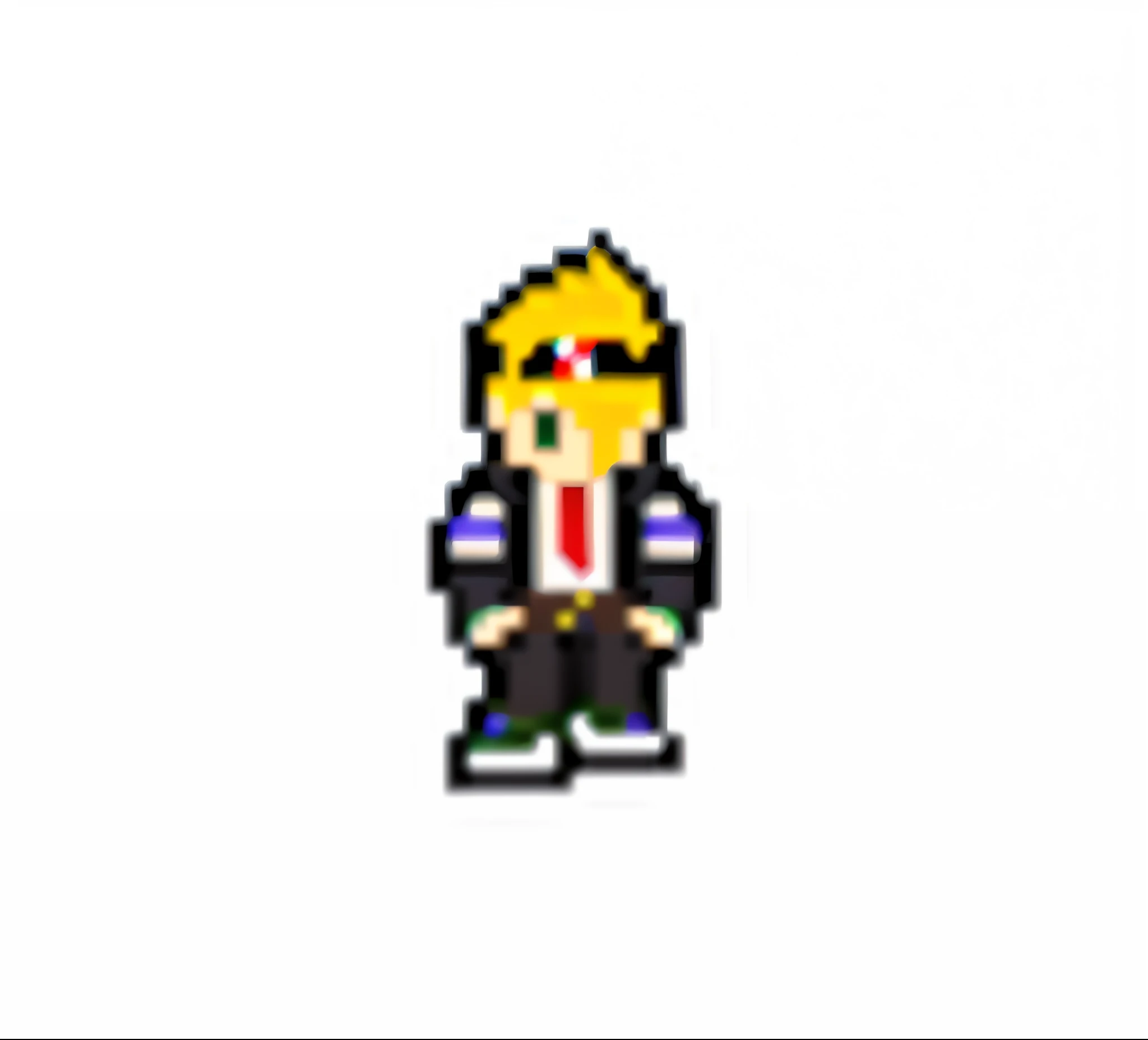 um close up de uma pixel pixel art de um homem de terno, 2 d sprite, Sprite de corpo inteiro, sprite de videogame, sprite visual novel, 2 d sprites, SPRITE 2 D, Pixel Art Sprite, 1 0 0 0 x 1 0 0 0 pixel art, pixel art animation, Super Nintendo jogo sprite, Ness da Terra, Ezreal (Liga das Lendas