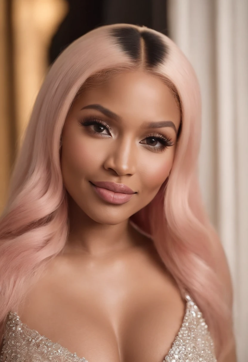 nicki minaj sonriendo fondo casa de lujo