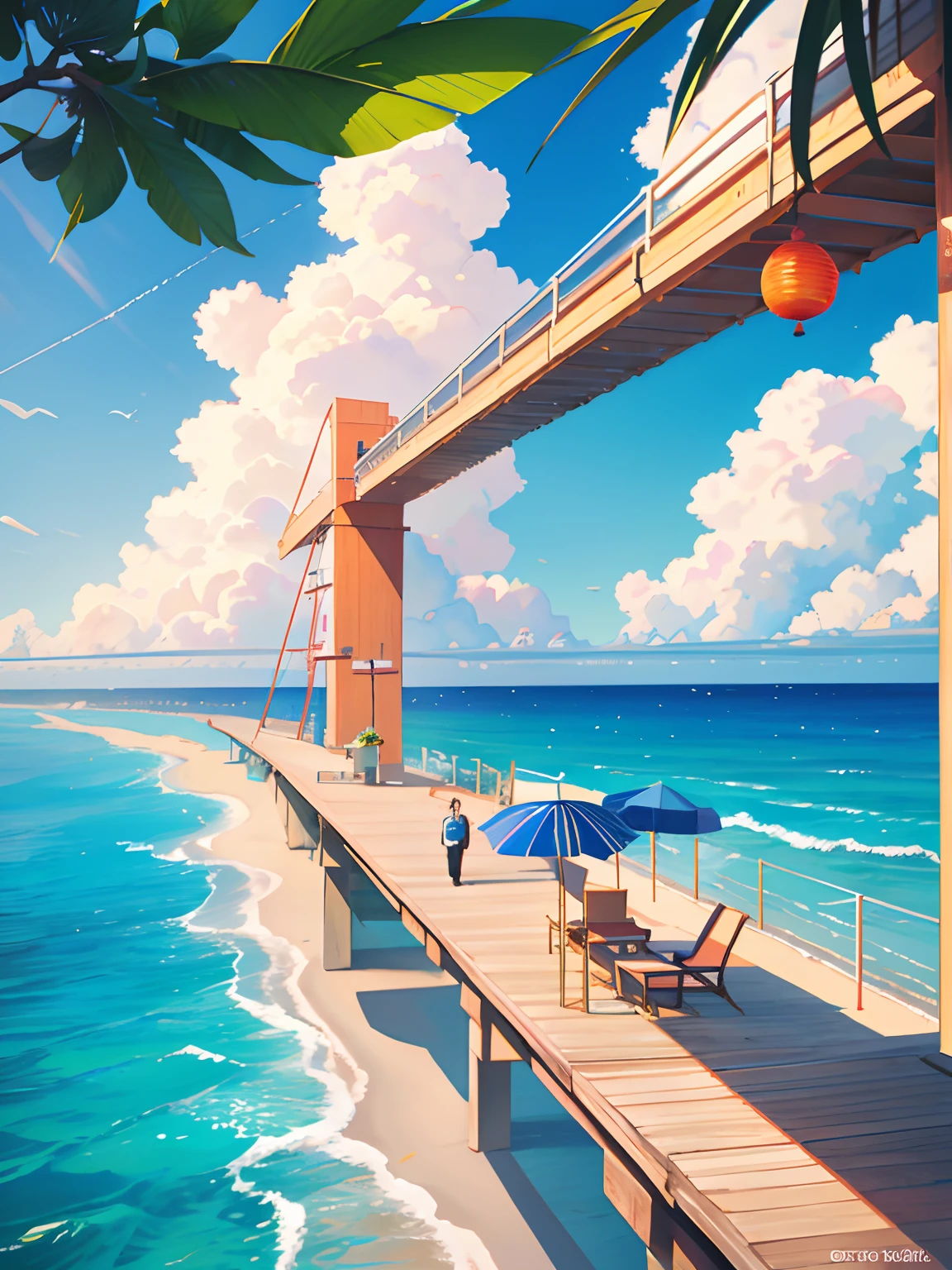 夏天, piso, oceano, Realistic beach cinematic 8K hyper realistic
