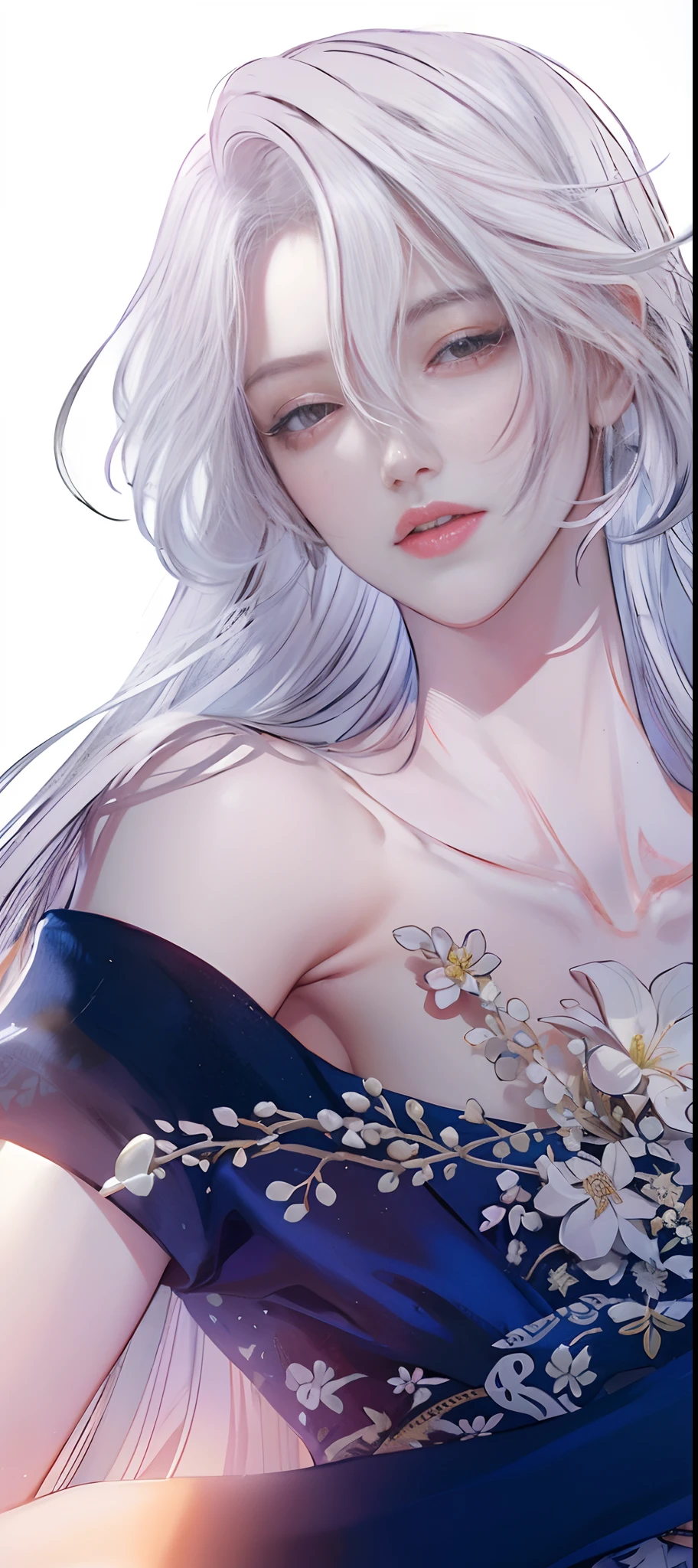 close-up of a woman with white hair and white mask,beautiful figure painting,Gurwitz,Gurwitz-style artwork,White-haired God,huge ,Epic and beautiful character art,Stunning character art,Fan Qi,Wu Zhun Shifan,Gurwitz on pixiv art site