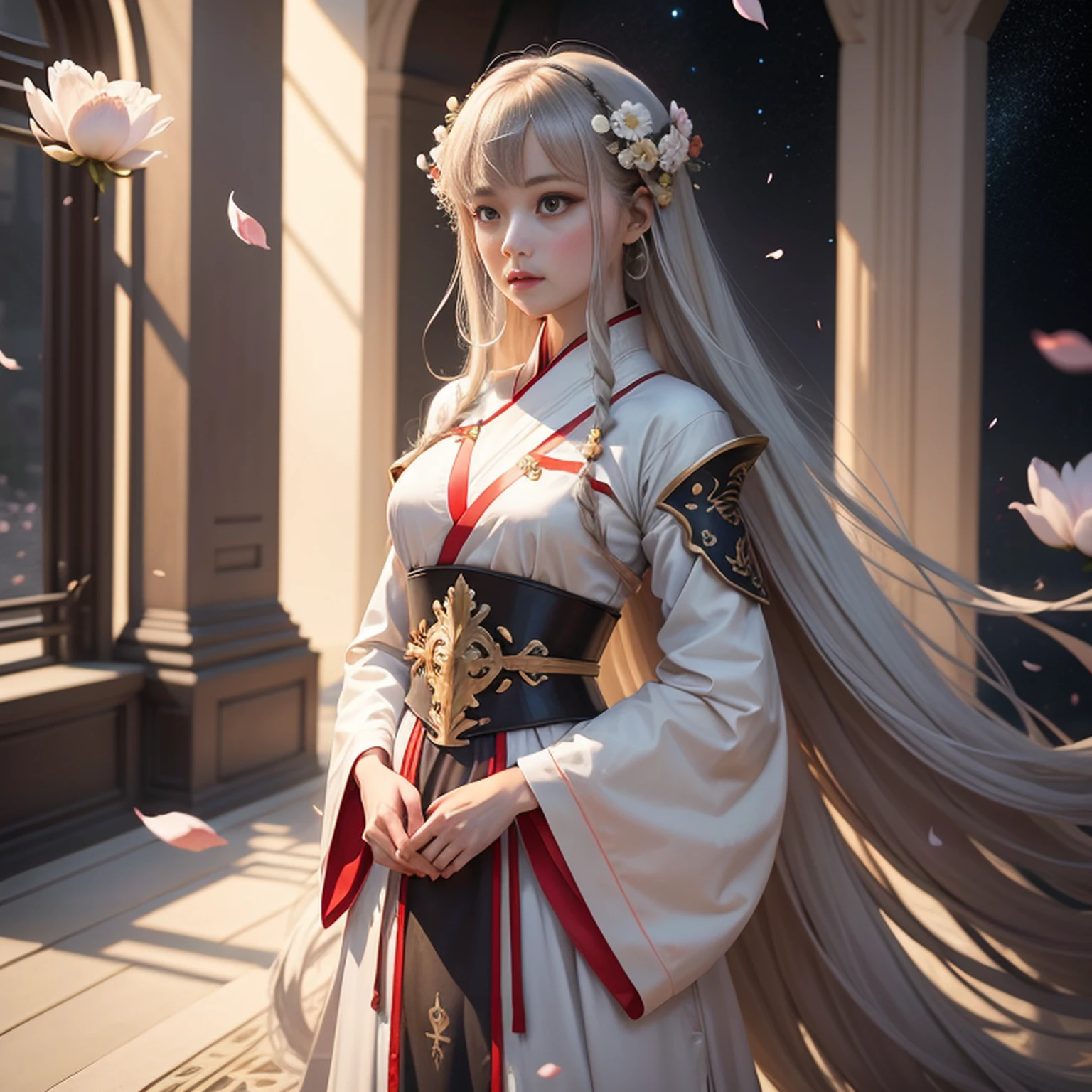 raparigas, Hanfu, estetismo, cereja, cereja grande, Falling petals, grande cena, Hanfu elegante, Dream, irreal, Start space, Science Fiction --Air 3:4 50 --q 2 --v 5 --q 1 --s 100 --s 2