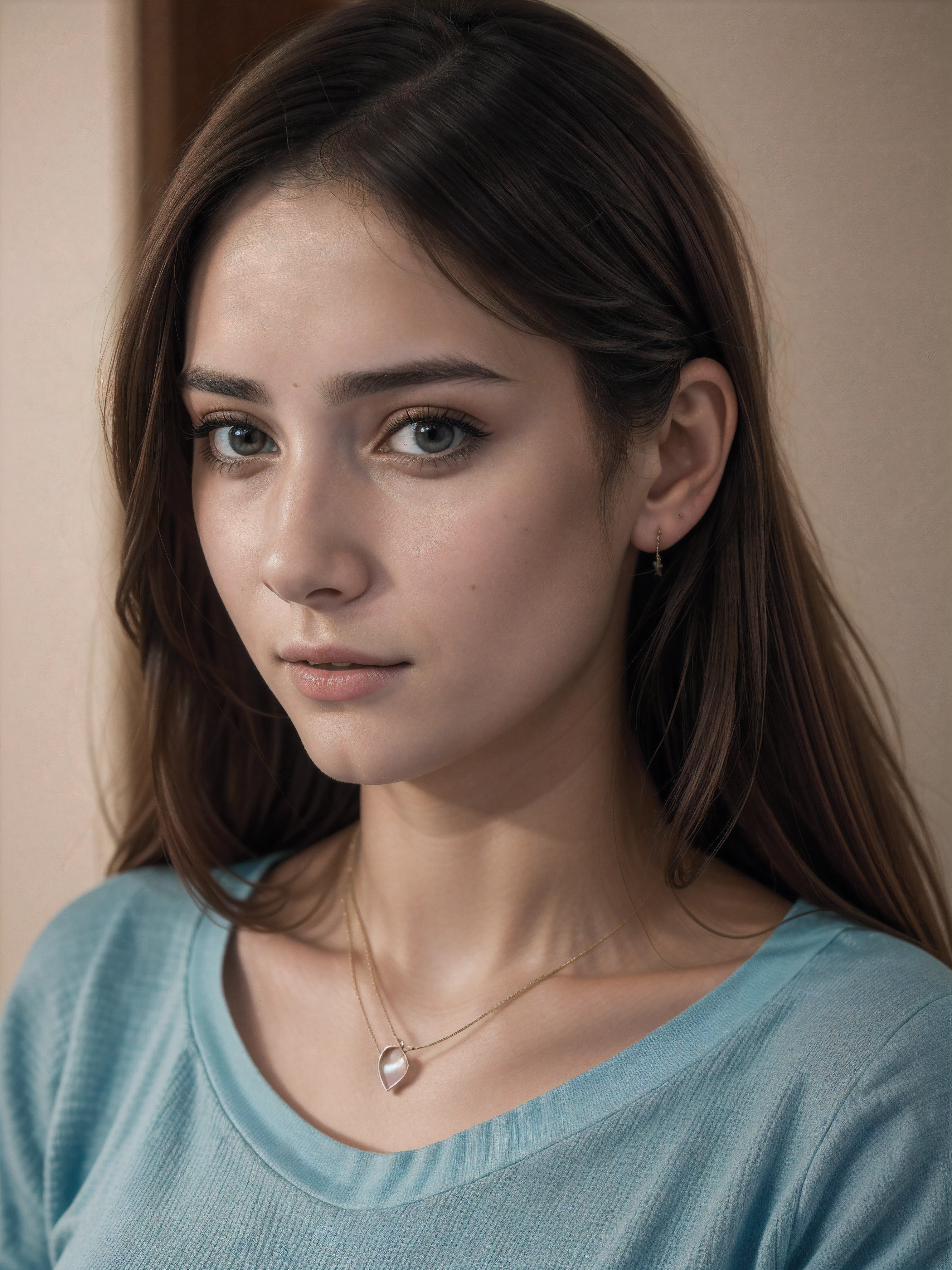((Uma linda mulher atraente realistica, como Emily Rudd:1.2)), (fotorrealista:1.4), obra prima, extremamente detalhado, melhor qualidade, ((foto retrato do rosto:1.4)), (inspirada em Emily Rudd). (Foto RAW, 8k UHD, qualidade superior, melhor qualidade, altamente detalhado: 1.2),