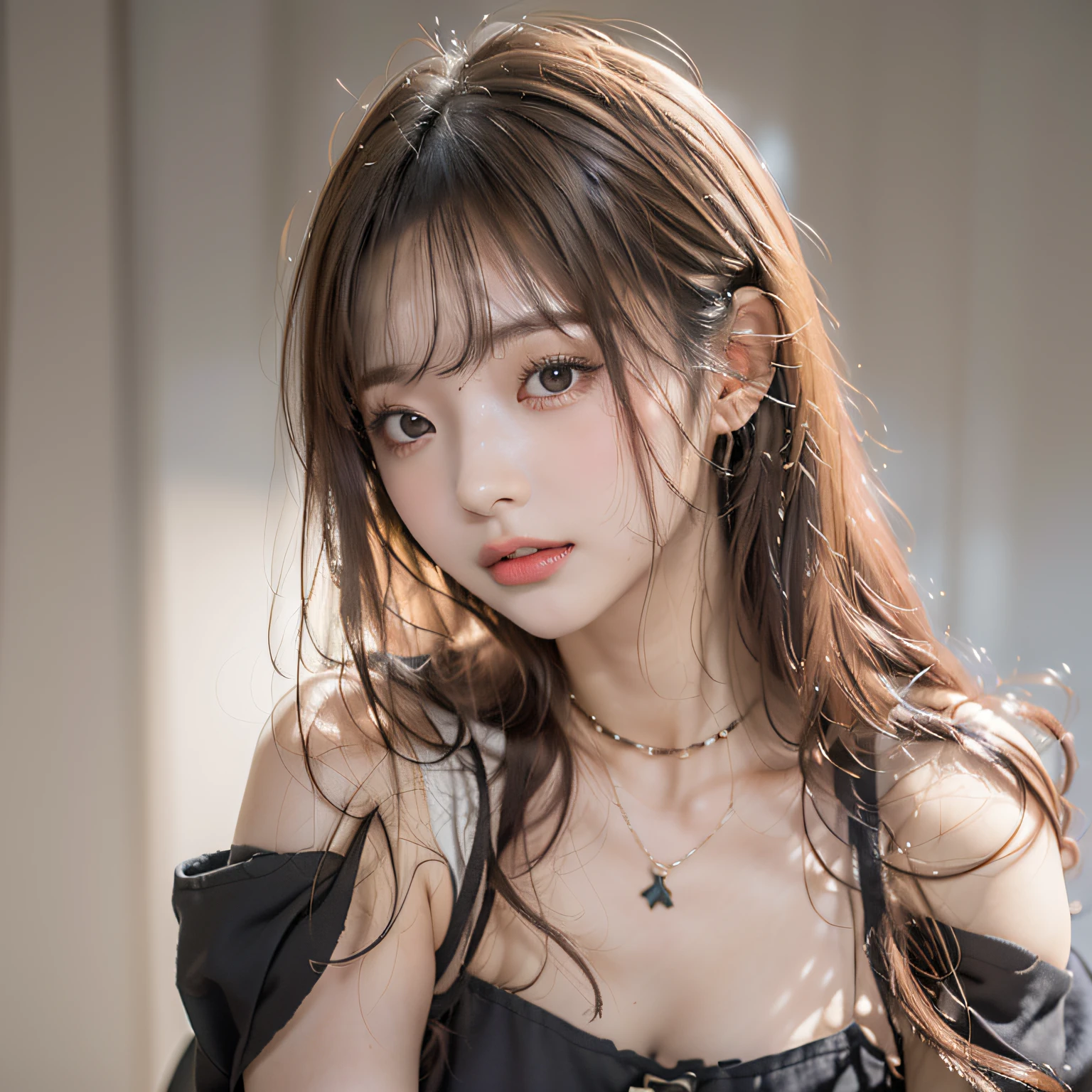 NSFW, (of the highest quality、Photorealsitic:1.4、Raw photography、超A high resolution:1.4、Top image quality: 1.4、absurderes, masutepiece, Ultra-detailed)、1girl in 、Solo、japanaese girl、22year old、Height 1.7 m、small and round face:1.2、red brown hair with loose wavy tips、((thin eyebrows of the same color:1.15))、(((Narrow-eyed:1.3)))、(((drooing eyes:1.2)))、Realistic chocolate eyes、closed eyes、sexy lips:1.2、Beautiful teeth alignment、((tiny chest:1.2)), Red face、Detailed face、Transcendent beauty, slenderbody、thin waist:1.2、small ass:1.2、long legged:1.1、Thin leg:1.1、No bra, (erect nipples)、white midriff blows shirt、black tight skirt、Back slit、Black enamel high heels、Spread legs、Shoot fullbody、Perfect Style、Female、1penis、1boy、real penis、real vagina、1 HUGE dildo、(((all-fours))), (((vaginal))), (((fellatio))), (((insert dildo))) into vagina、wet thighs、pussy juice、licking dick, POV、