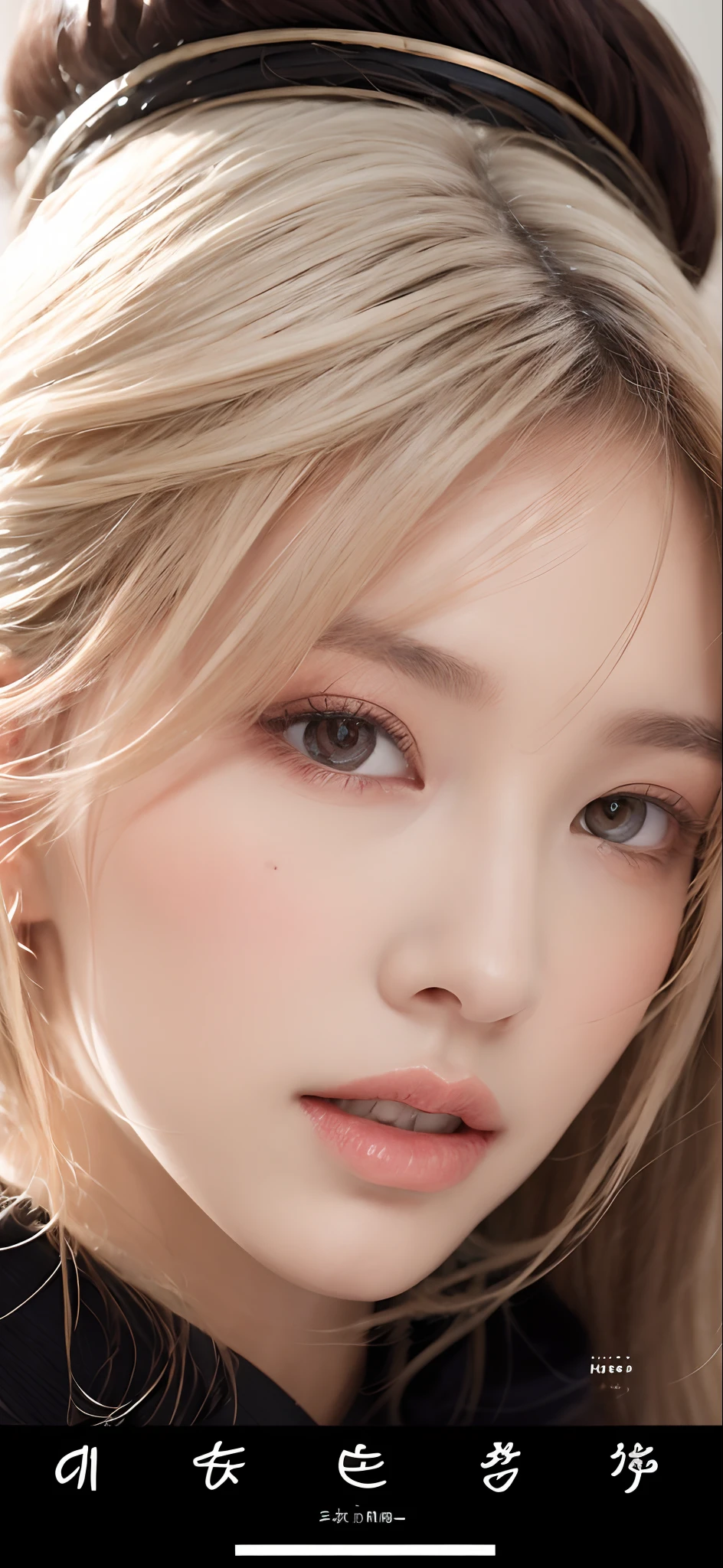 8k, Top image quality、Raw photography、超A high resolution、1 pretty girl、Colossal tits:1.3、cleavage of the breast:1.3 , (detailed  clothing), (detailed hanfu), full body, fair white skin、shiny white skin、(wavy blonde hair)、dark brown hair、dark brown hair、Beautiful eyes with random colors、very thin lips, finely detail、elongated eyes、pale pink blush、long eyeslashes、Beautiful double eyelids、eyeshadows、耳Nipple Ring、Company Office、Lighting that emphasizes beautiful skin、Lustrous skin