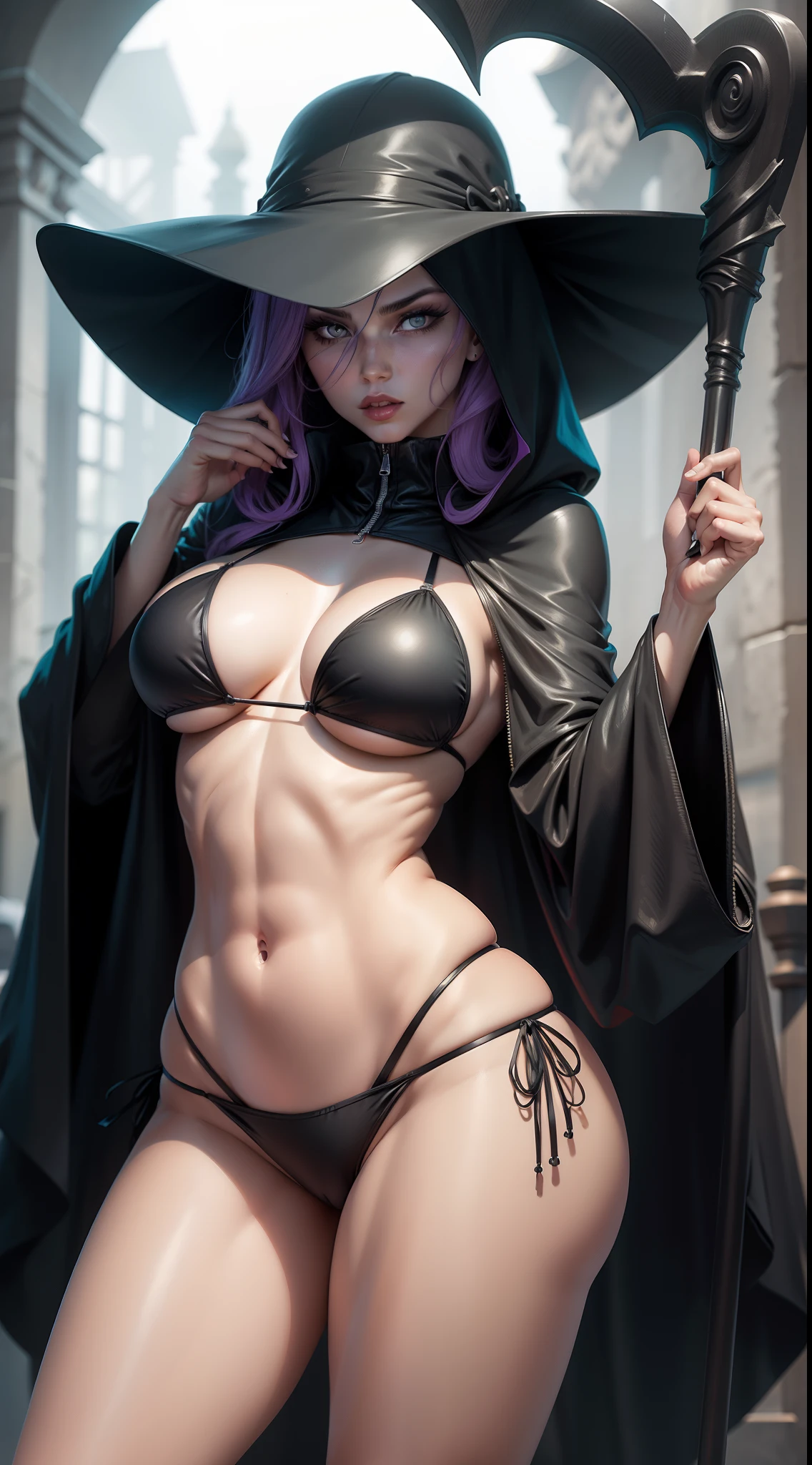 Grim Reaper as a woman in a tight bikini