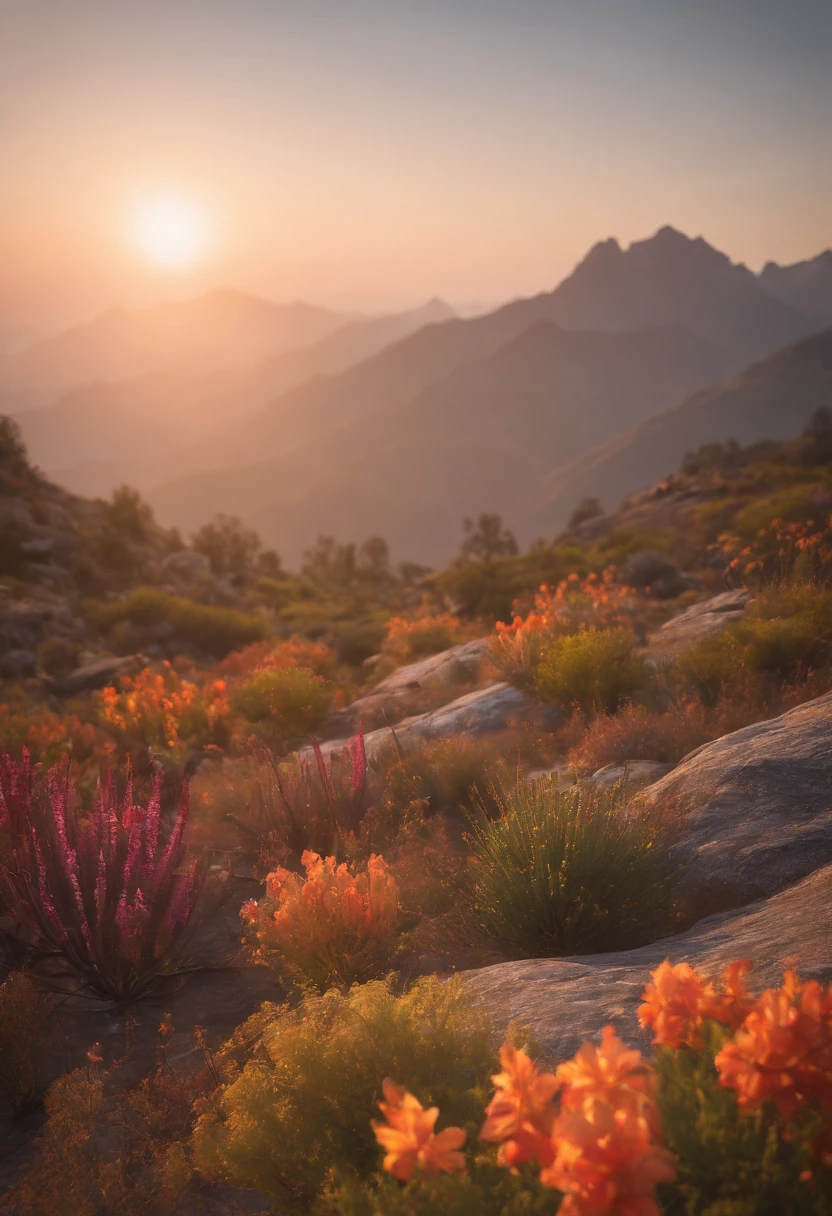 phoenix, Skyrim. Sunset. Planos horizontais, Cristais, Flores e plantas