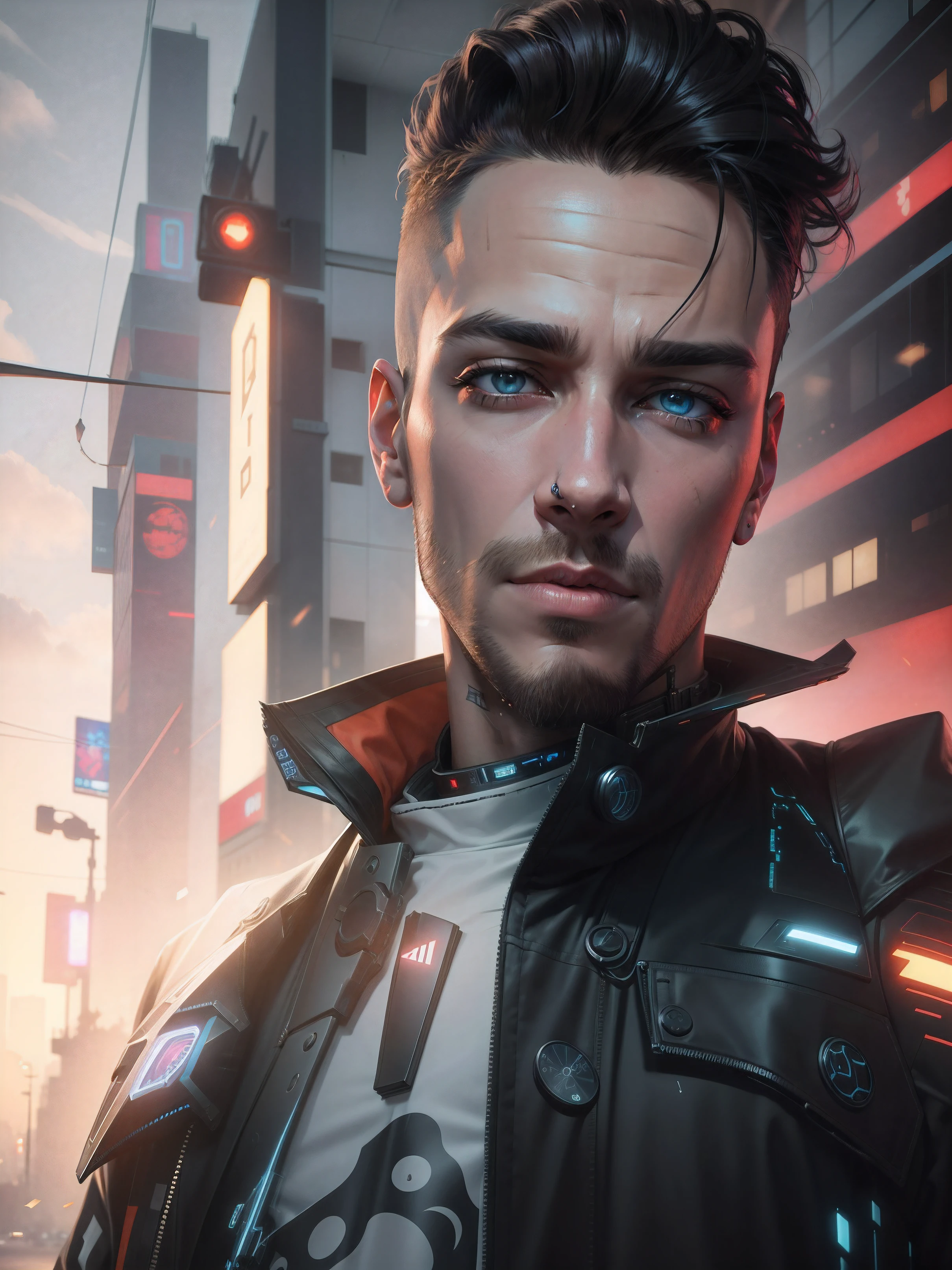 Change background cyberpunk handsome boy, realistic face, 8k, ultra realistic