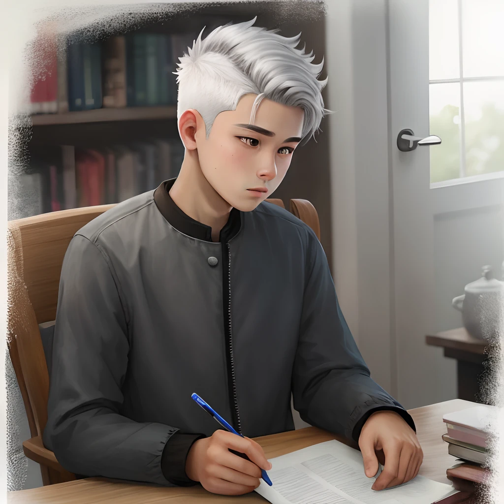 Boy with gray hair