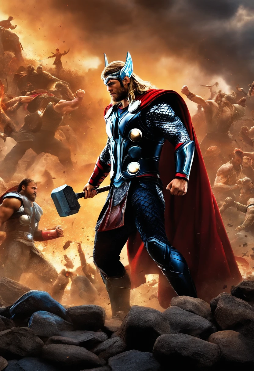 thor lutando contra ryu e os vingadores na plateia, aluta sendo na neo quinica arena