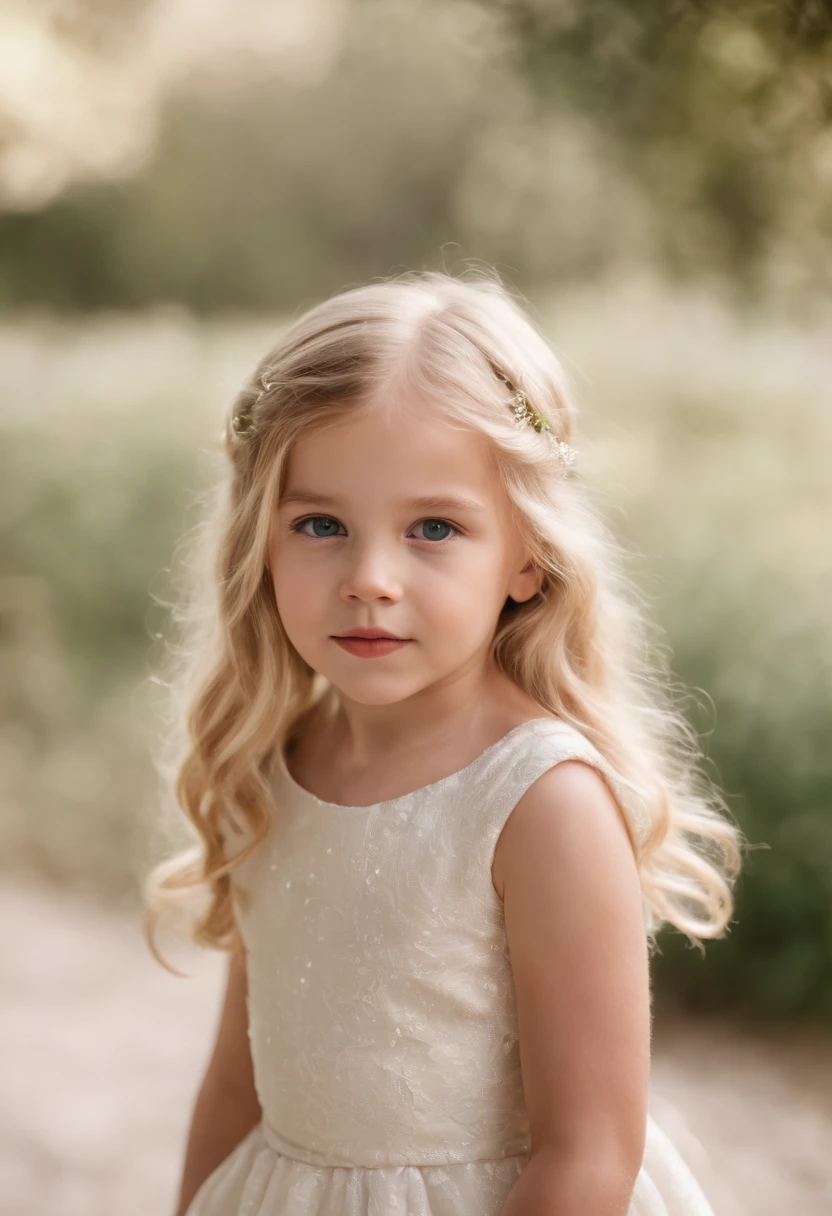 beautiful little medieval russian princess girl 14 year old, long blonde wavy hair, transparent white dress