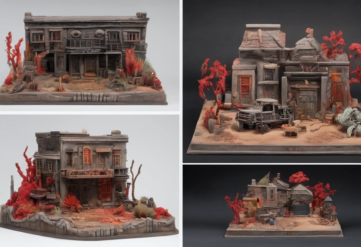 Post-apocalyptic war, tonos de color blanco, negro, Red and rust colors, sobrevivientes, vegetation, sombras, gloomy atmosphere, oscuridad, ((noche)), amplitud de paisaje, portada de un libro