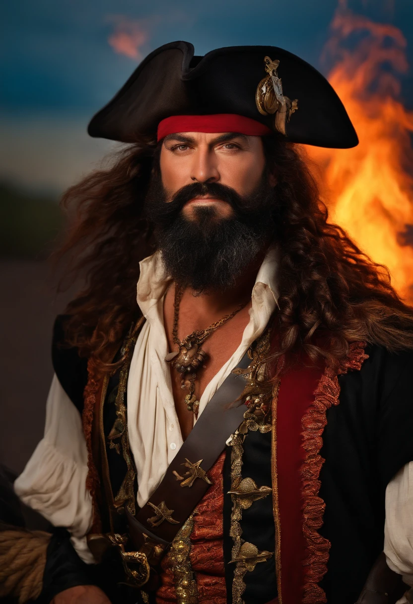 Pirate Blackbeard , flaming beard