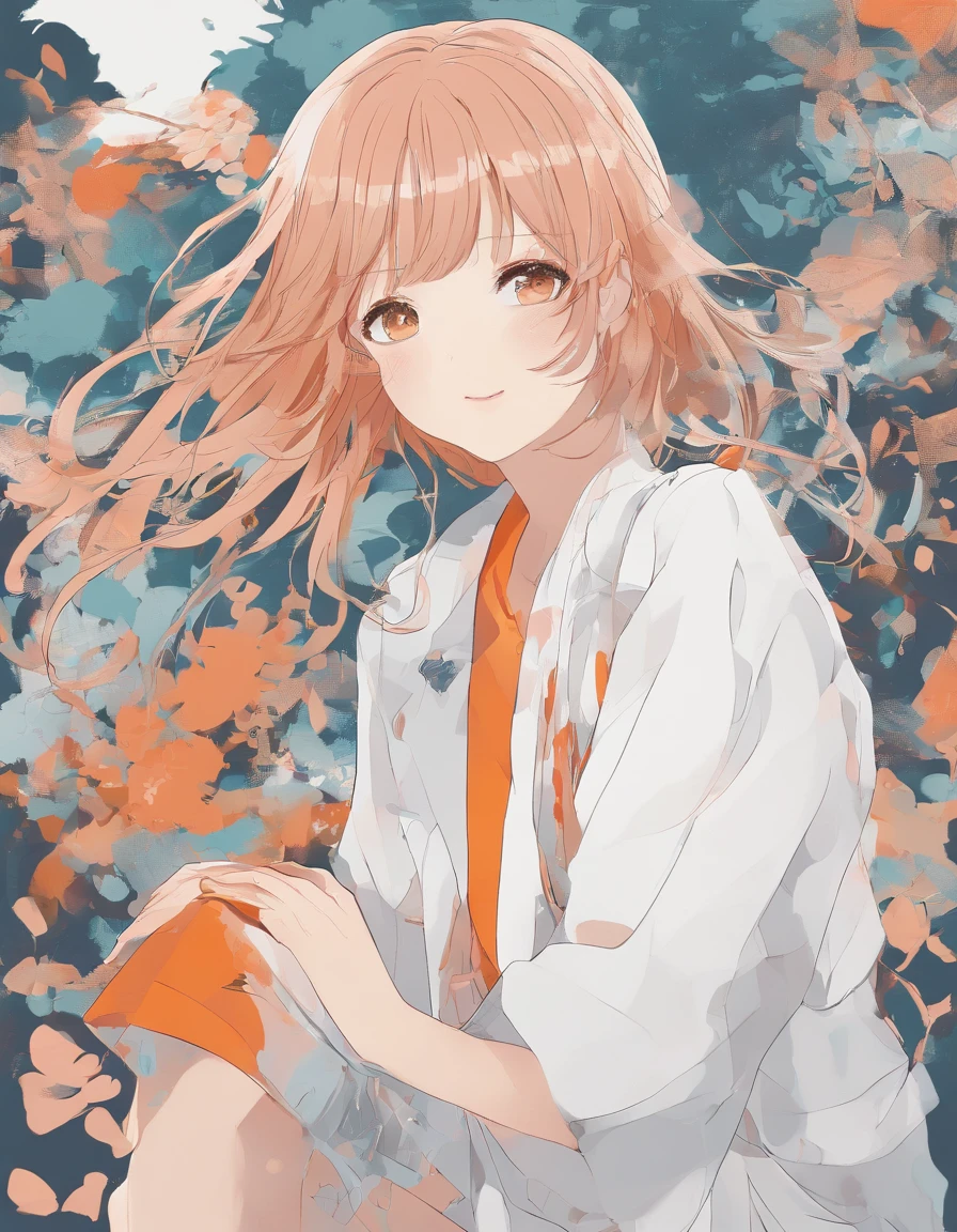 Manga style illustration、Handwriting feeling、Thin orange background、SNS icon、NFT wind、a smile、Cool Beauty、A beautiful mom in her 40s、Wear a Y-shirt、Nogizaka46、bustup、Simple Icons、The upper part of the body、超A high resolution、​masterpiece、rough