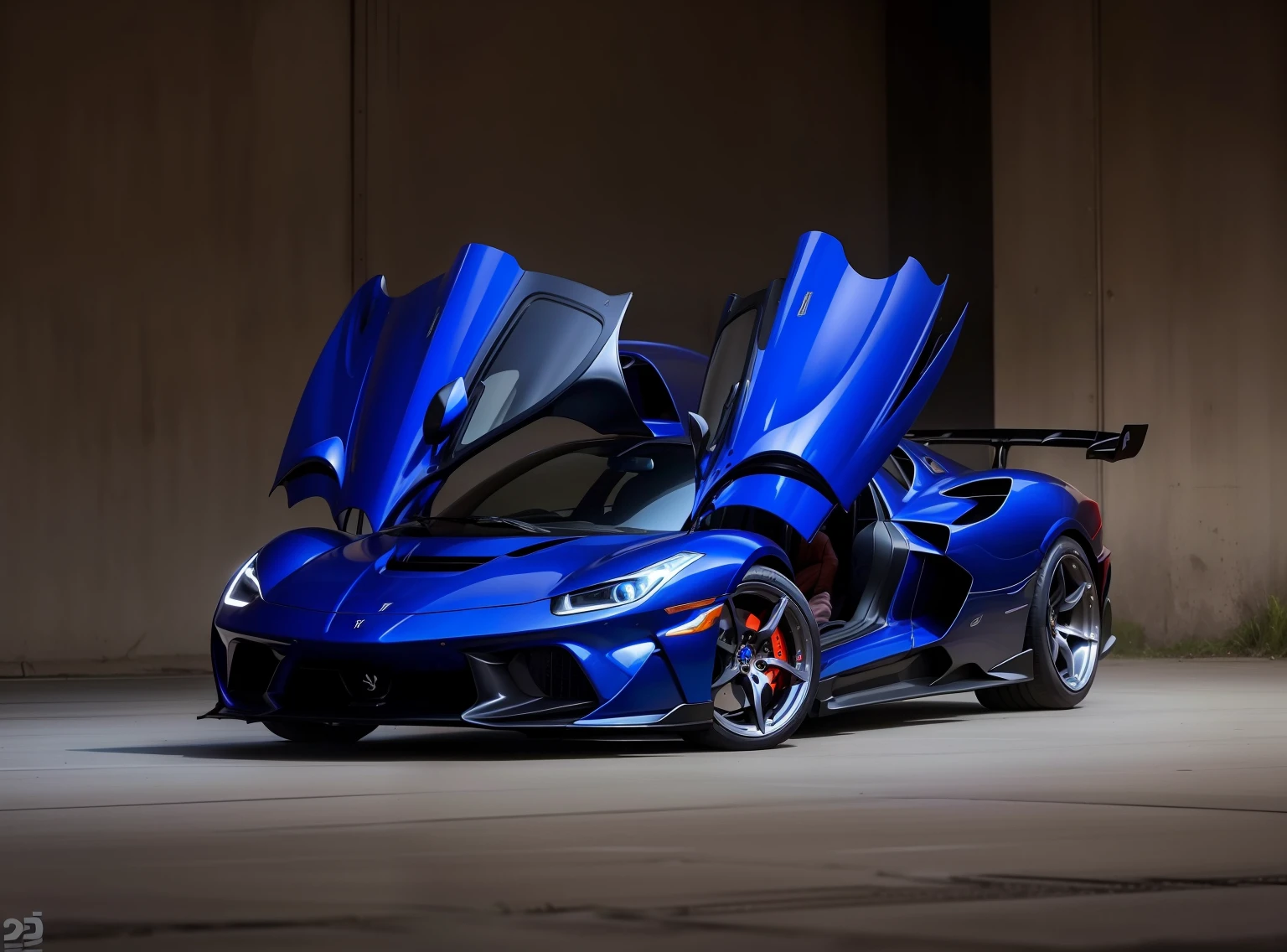 um close up de um carro esportivo azul com as portas abertas, F32, F 3 2, F50, Supercarro, Super carro, F12, F / 3 2, com linhas elegantes e um poderoso, Ferrari, F 2 2, F22, azul kobalt, carro esportivo, carro esportivo, Carro esportivo, FotograFia automotiva, imposing aerodynamics ultra realistic 8D