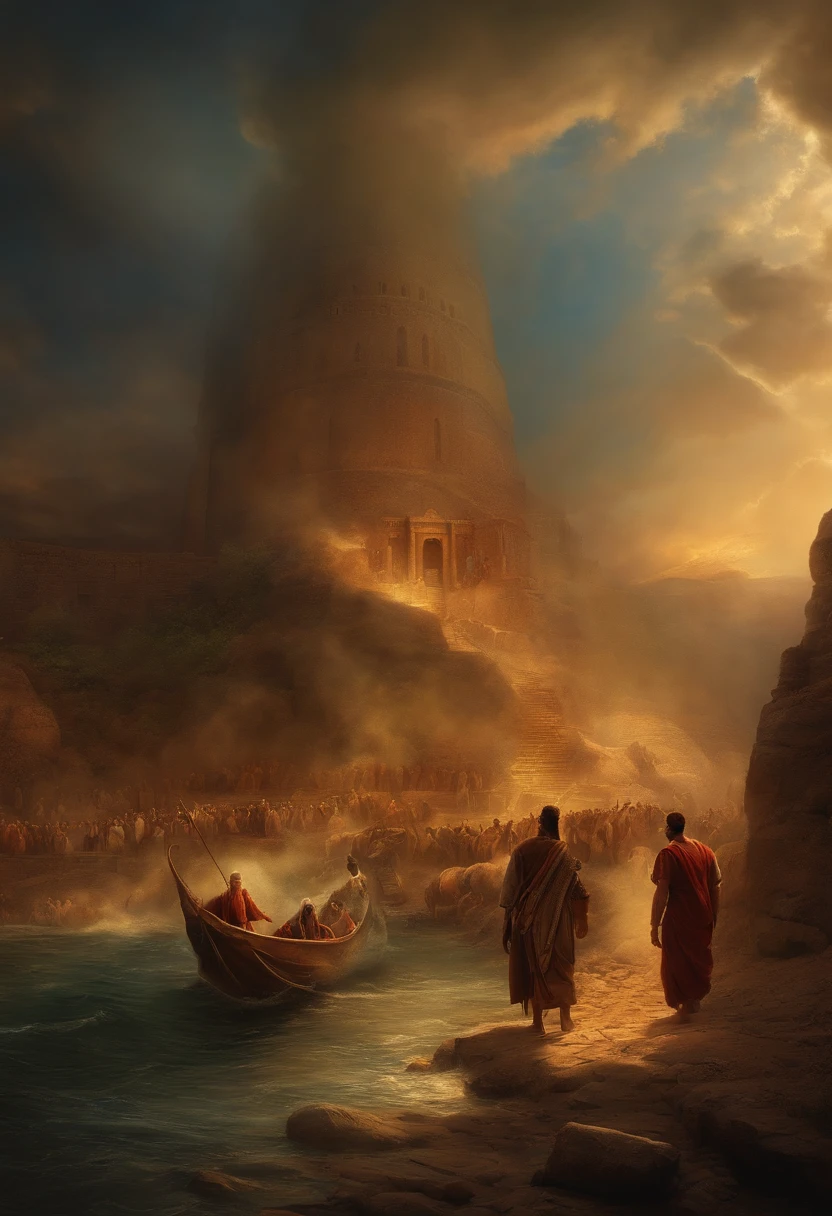 Create an image that represents the moment when Jonah is called by God to go to Nineveh and preach the message of repentance.