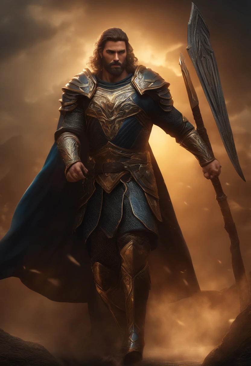 Deus grego Zeus (Preshessional 3D rendering:1.3) soft and shiny male hero, ultrawide ((Ultra-wide resolution)), 2560x1080, ((epic heroic fantasy, homens musculosos, Wet Hero, olhar irritado, fundo raios caindo do ceu.