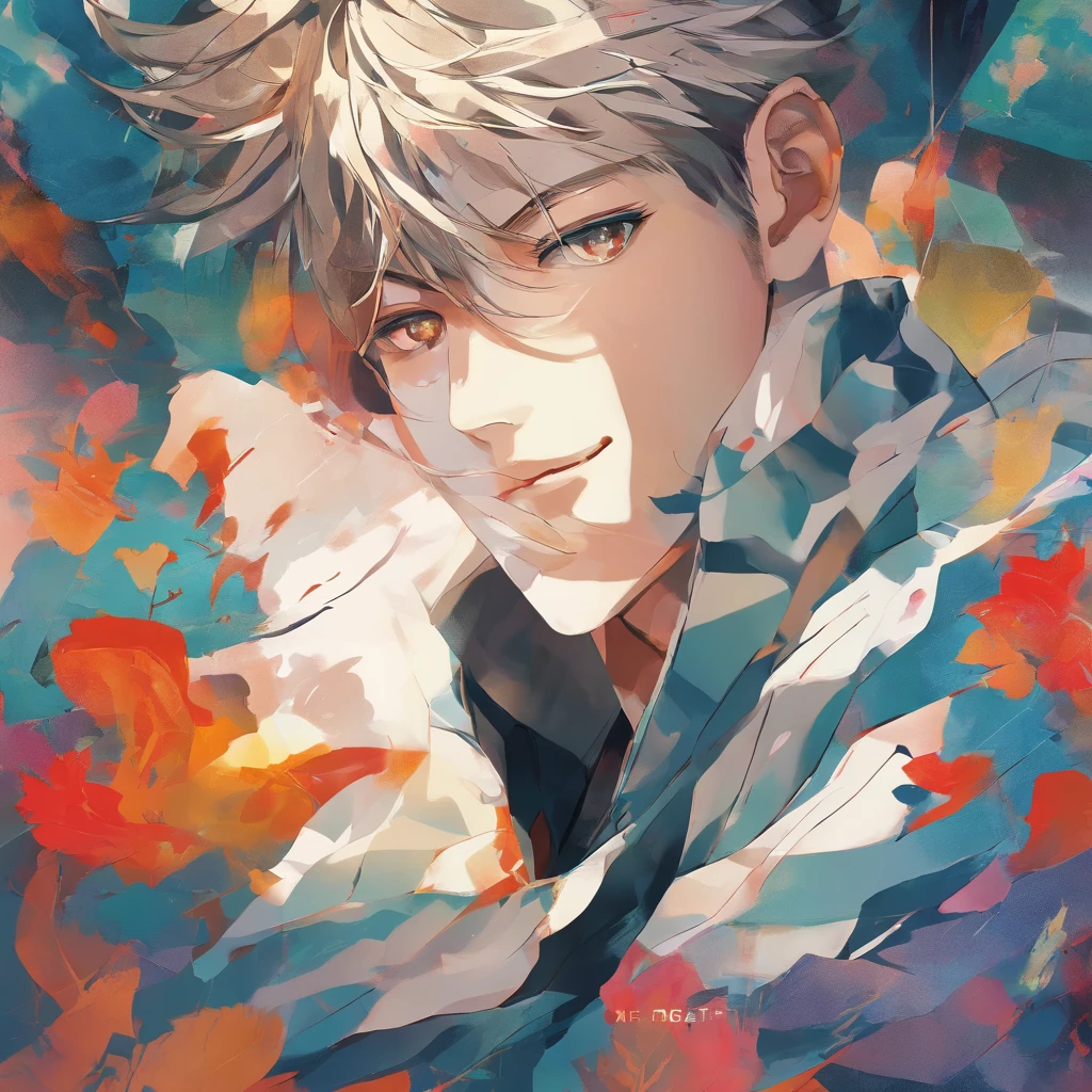 a man, body position of a person holding hands, strong and confident body language, masculine appearance, detailed facial features, piercing eyes, strong jawline, slightly stubbled beard, well-defined muscles, athletic build, fashionable clothing, trendy hairstyle, medium: oil painting, vibrant colors, warm tones, vibrant brush strokes, realistic details, professional artistry, high-resolution image, visually striking, dramatic lighting, intense shadows, dynamic composition