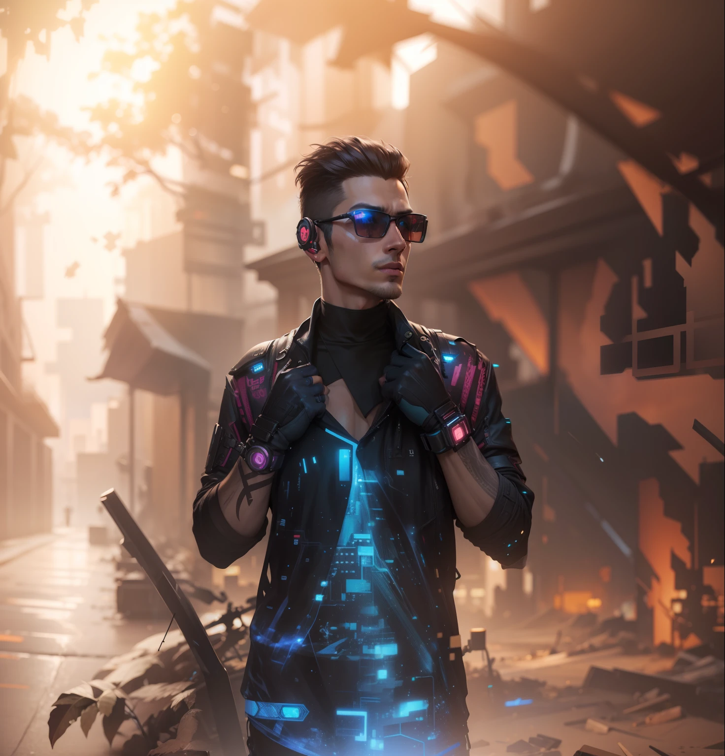 Change background cyberpunk handsome boy, realistic face, 8k, ultra realistic