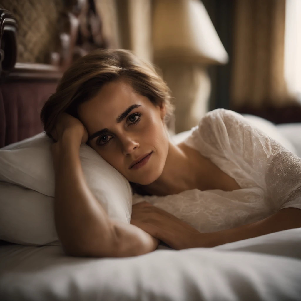 Emma Watson in bed sunset lighting getting fucked by big dick