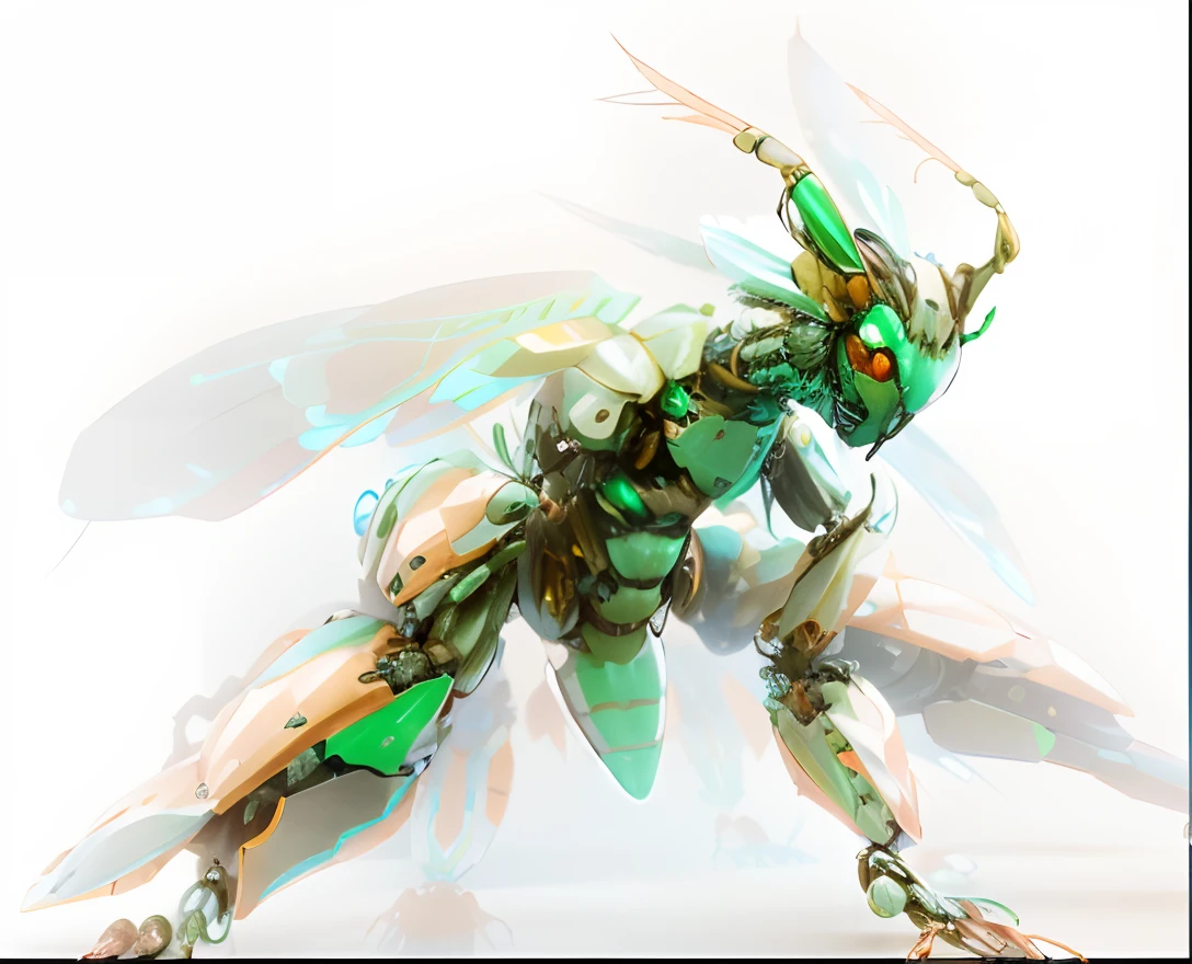 Feathered insects insectoid, Full of insect robots, Biopunk Cyborg Wasp, Insect robot, insects, Made of insects, , A hyper-realistic, Weta, Steampunk robot ants, full pose, cyborgs Feathered insects bright green