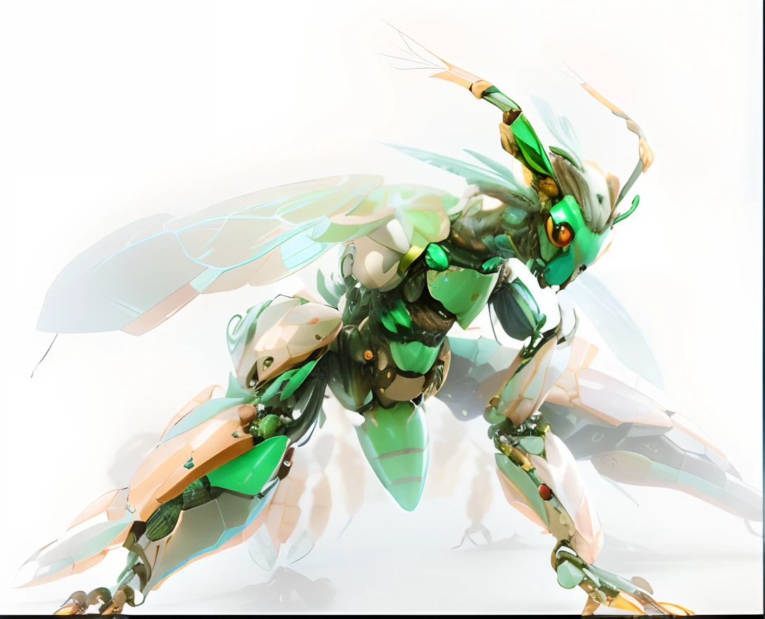 Feathered insects insectoid, Full of insect robots, Biopunk Cyborg Wasp, Insect robot, insects, Made of insects, , A hyper-realistic, Weta, Steampunk robot ants, full pose, cyborgs Feathered insects bright green