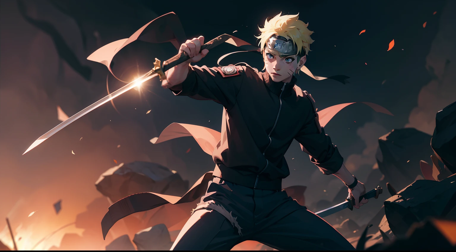1boy, Naruto, a man with a sword in his hand, purple skirt, wearing SSK_outfit, posing for a picture, left shoulder exposed, abs, tattoo, dynamic pose, (masterpiece:1.4),(best quality:1.4),(shiny skin),realistic, east asian architecture background, looking at viewer, masterpiece, highly detailed, 8K, stunning, hdr, subsurface scattering, global illumination, cinematic lighting, sunlight, realism, hyperrealistic , best quality, highres, (RAW photo:1.2), (photorealistic:1.2),(masterpiece:1.4), illustration, artstation, Alembert Oclusion, SSAO, Bokeh, Cinematic, Depth of Field, DOF, Vignette, Anti-Aliasing art by sakimichan , (sakimi-style:0.7), (nixeu_soft:0.2)