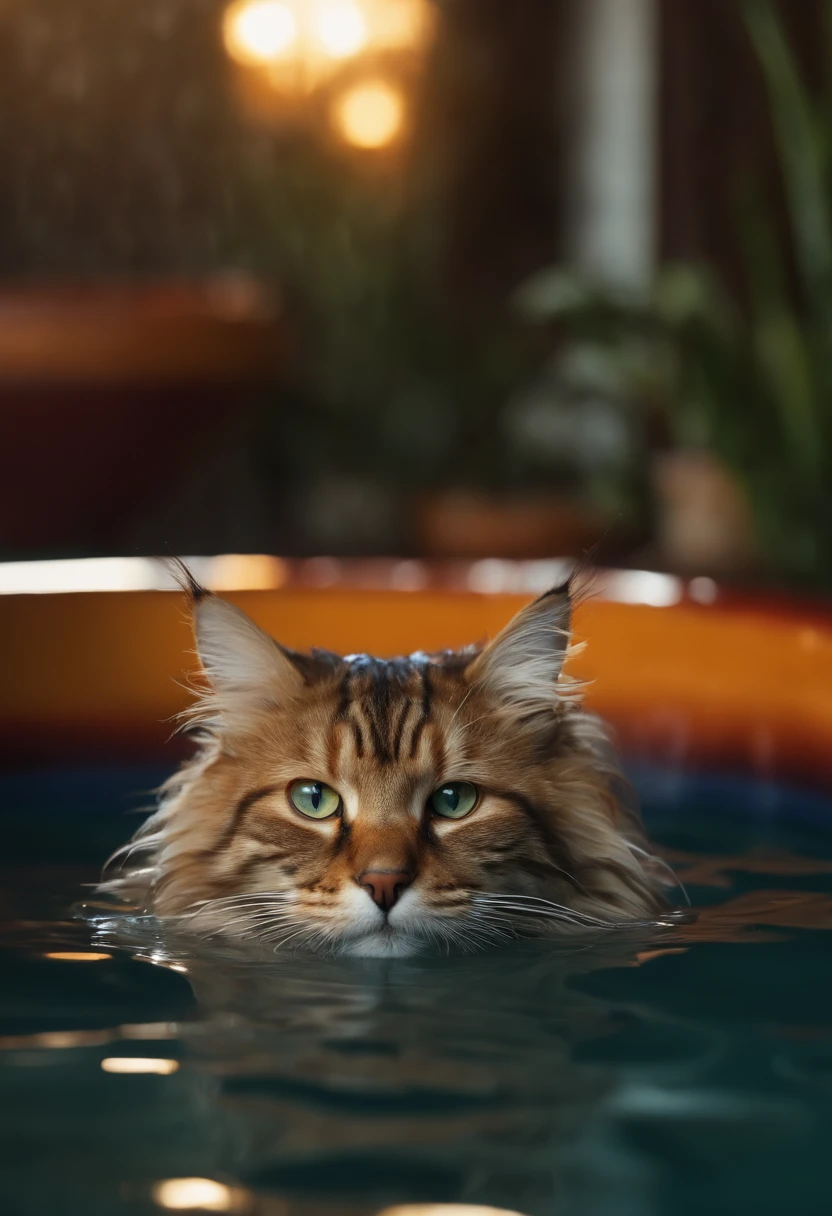 wet cats, water, pool, bathtub, realistic textures
