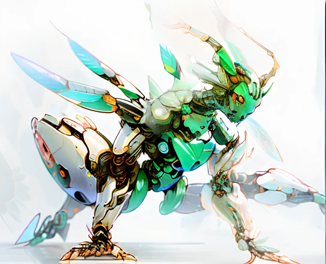 Feathered insects insectoid, Full of insect robots, Biopunk Cyborg Wasp, Insect robot, insects, Made of insects, , A hyper-realistic, Weta, Steampunk robot ants, full pose, cyborgs Feathered insects bright green