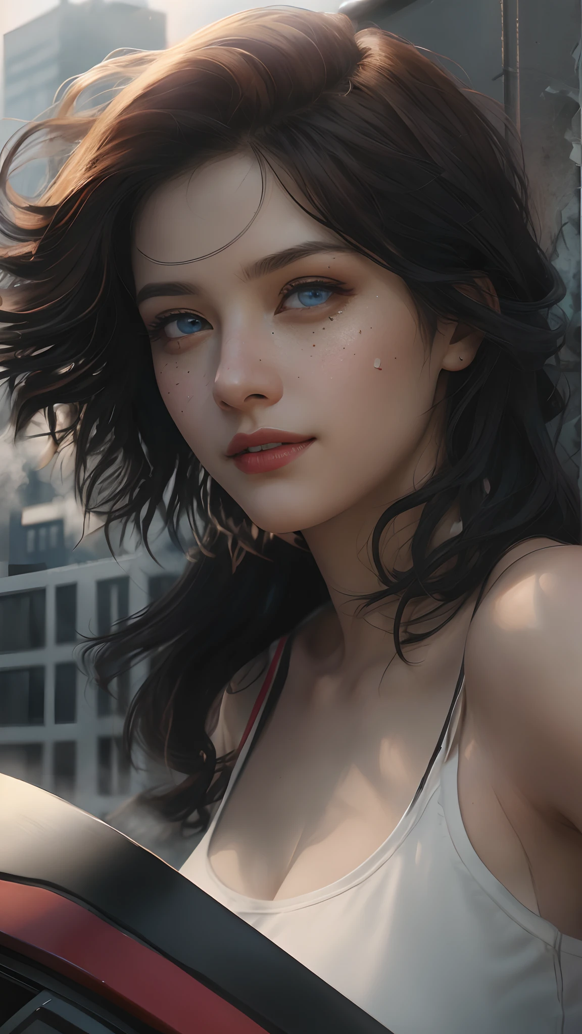 (1girl:1.3), Solo, (((Very detailed face)))), ((Very detailed eyes and face)))), Beautiful detail eyes, Body parts__, Official art, Unified 8k wallpaper, Super detailed, beautiful and beautiful, beautiful, masterpiece, best quality, original, masterpiece, super fine photo, best quality, super high resolution, realistic realism, sunlight, full body portrait, amazing beauty, dynamic pose, delicate face, vibrant eyes, (from the front), She wears Spider-Man suit, red and black color scheme, spider, very detailed city roof background, rooftop, overlooking the city, detailed face, detailed complex busy background, messy, gorgeous, milky white, highly detailed skin, realistic skin details, visible pores, clear focus, volumetric fog, 8k uhd, DSLR, high quality, film grain, fair skin, photo realism, lomography, futuristic dystopian megalopolis, translucent